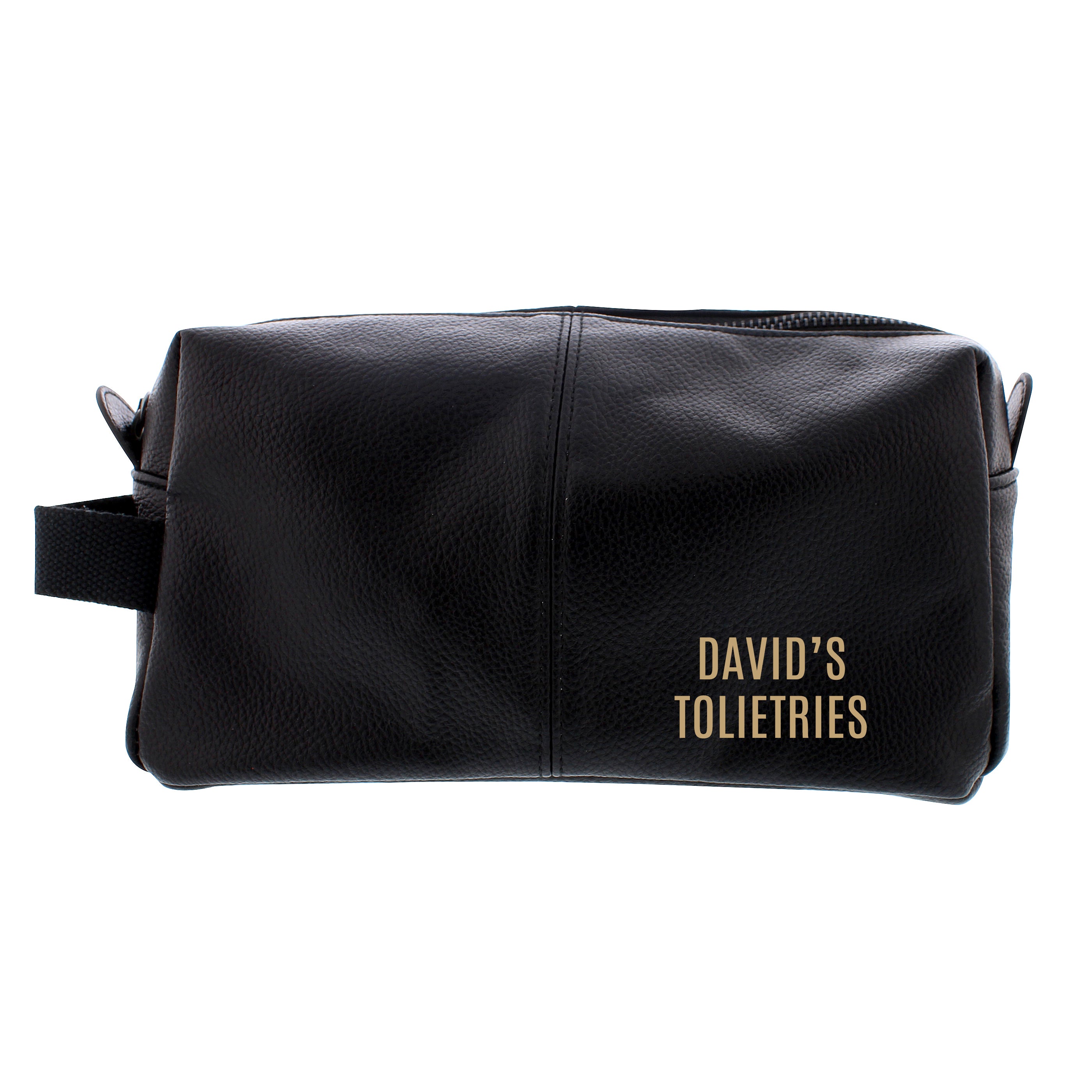 Personalised Luxury Black leatherette Wash Bag - gift & personalise