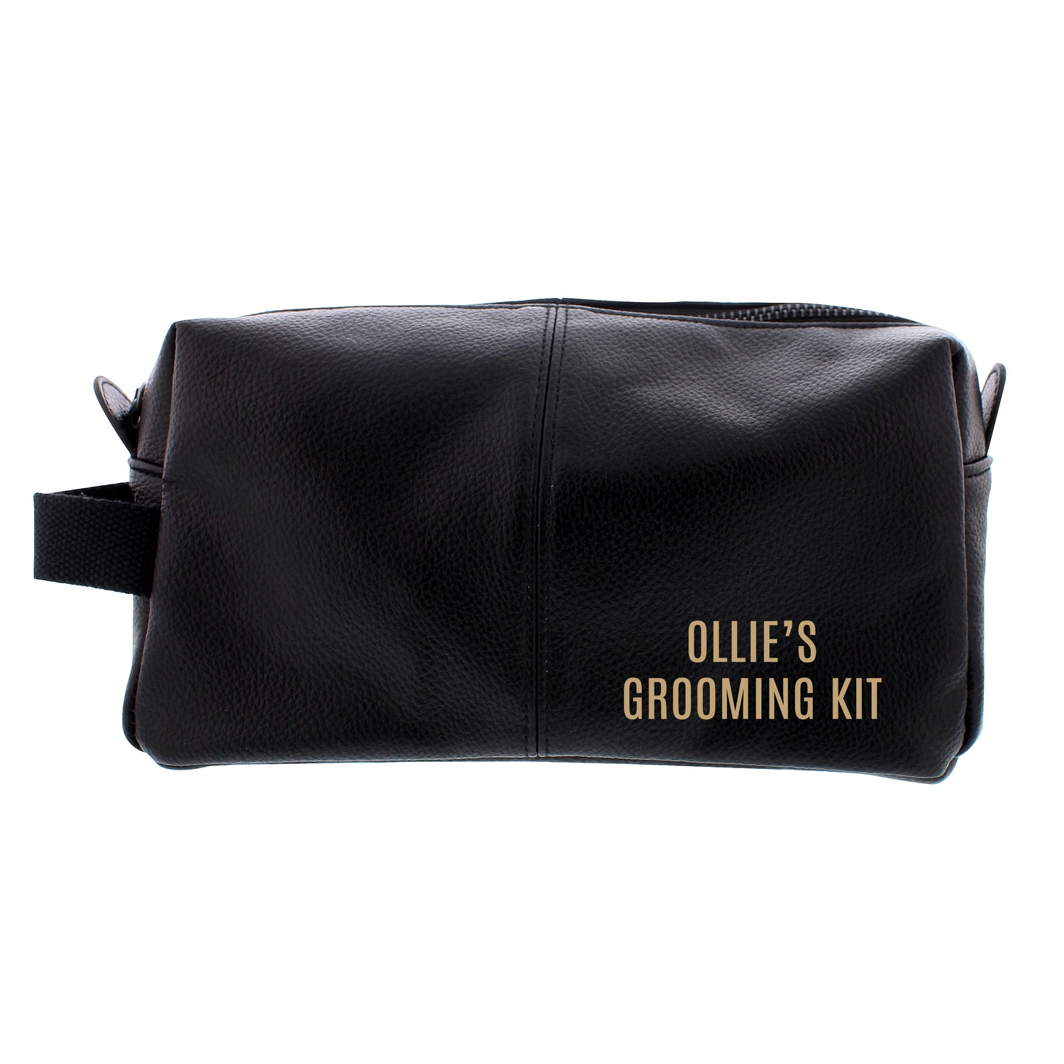 Personalised Luxury Black leatherette Wash Bag - gift & personalise