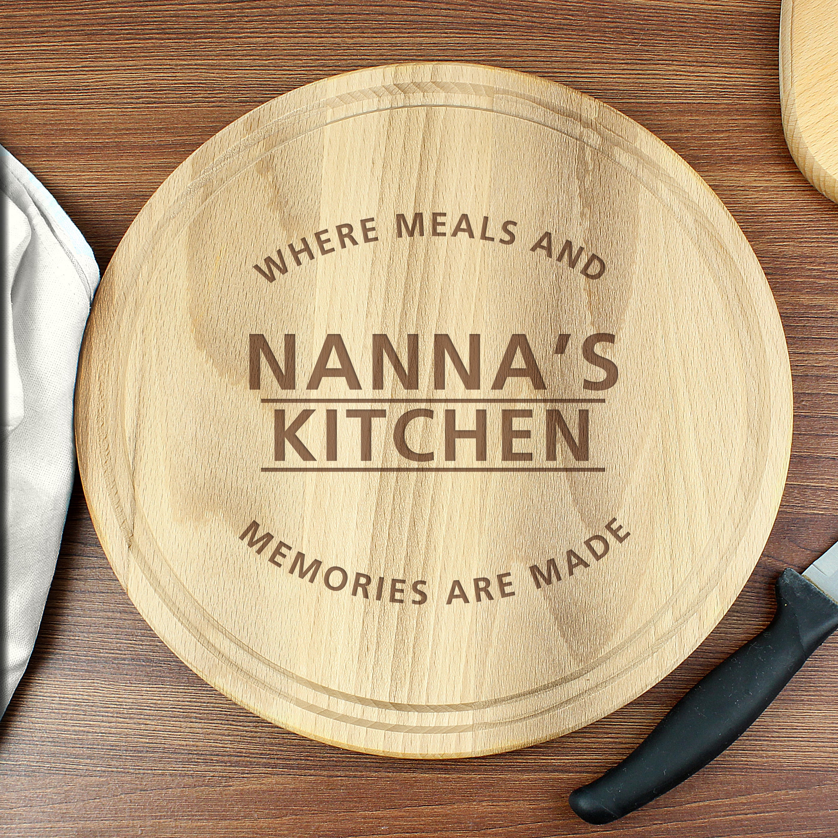 Personalised 'Meals and Memories' Round Chopping Board - gift & personalise