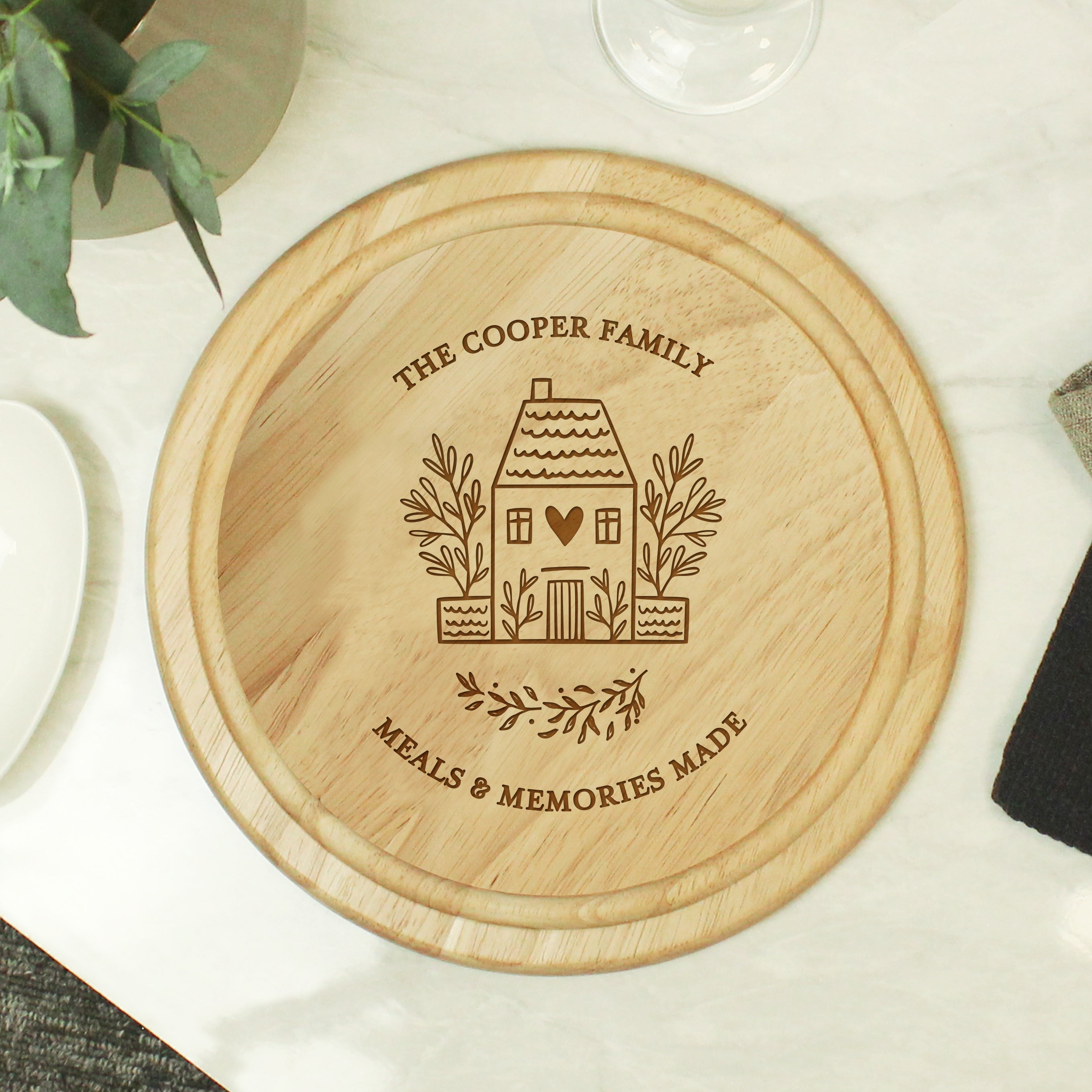 Personalised HOME Round Chopping Board - gift & personalise