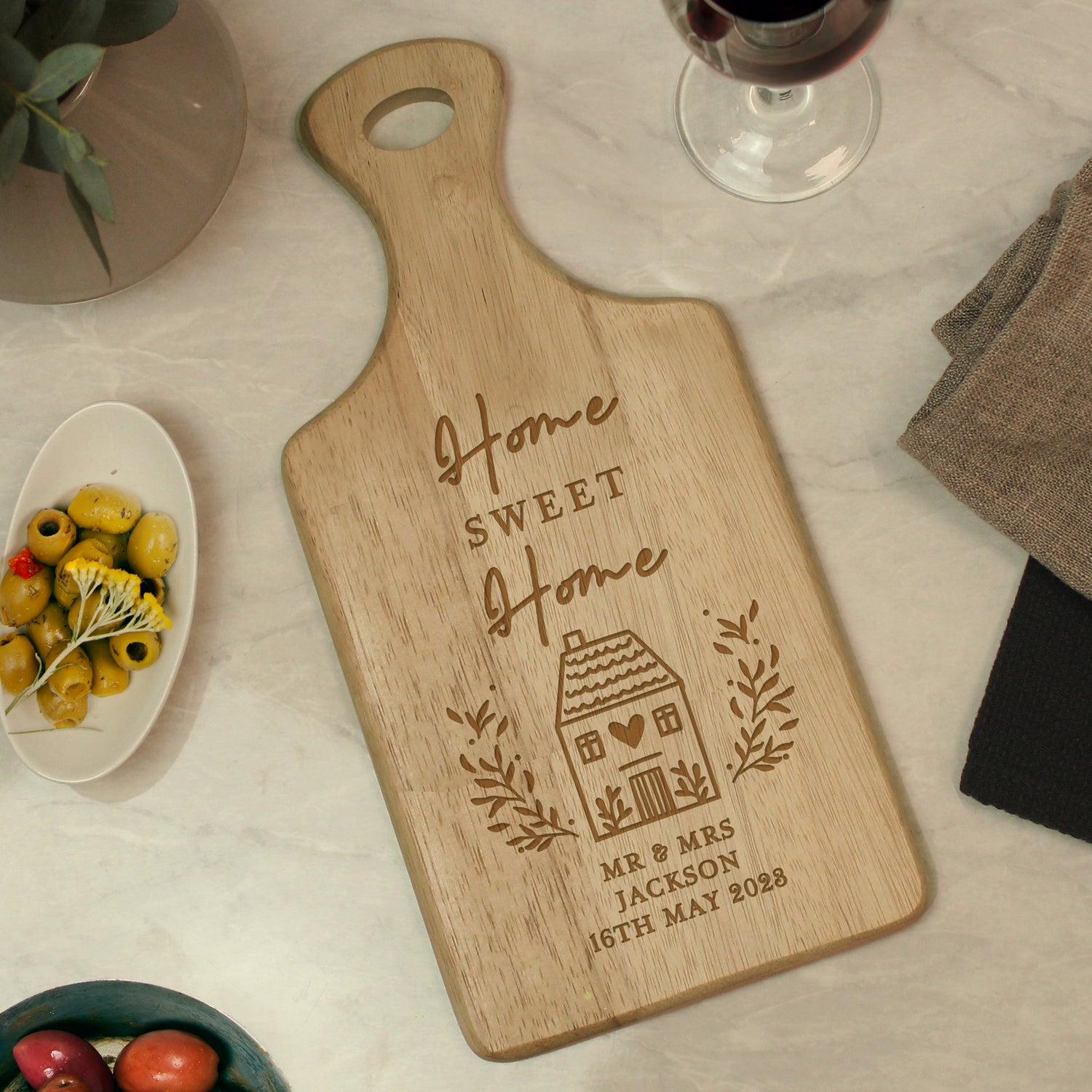 Personalised HOME Wooden Paddle Board - gift & personalise