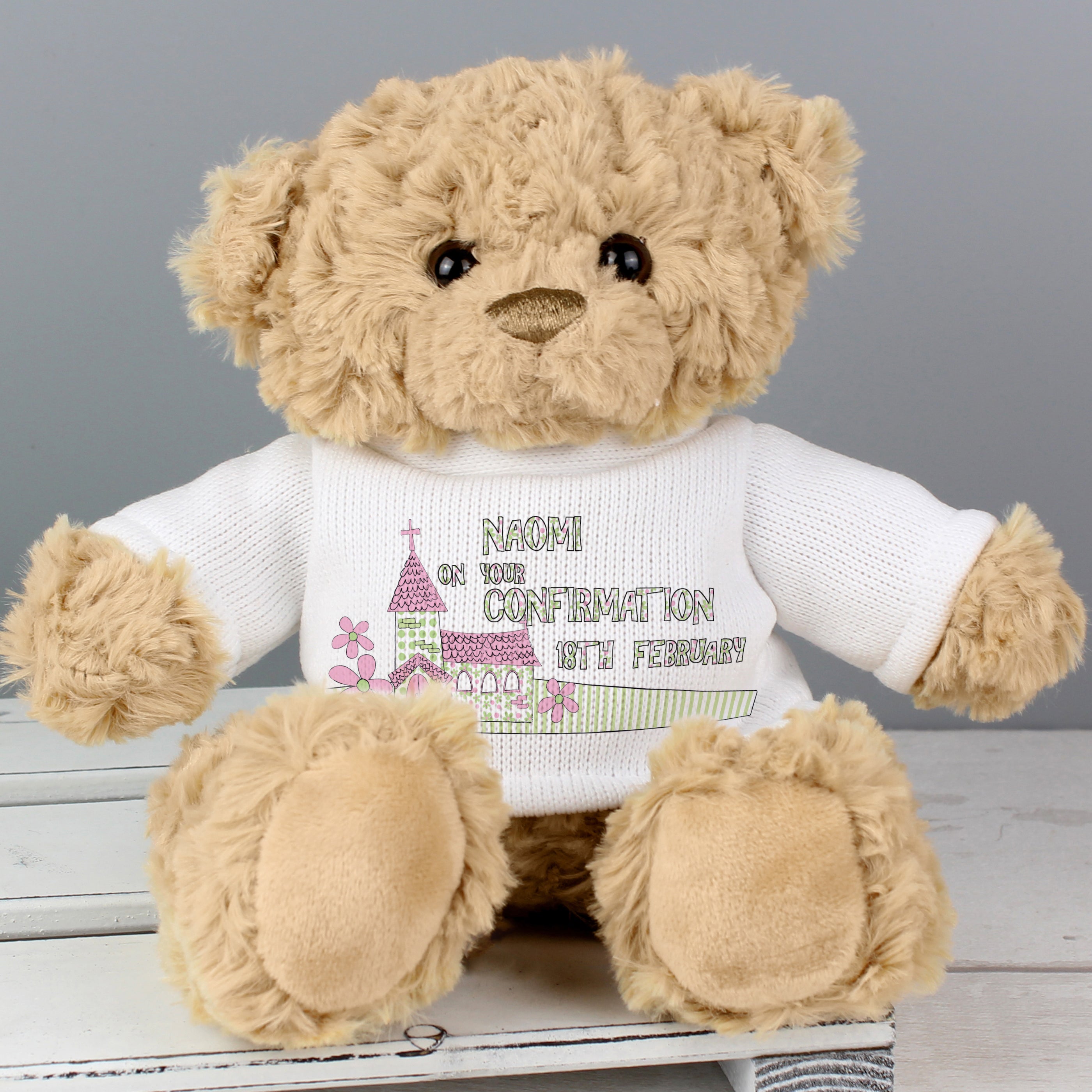 Personalised Pink Church Teddy Bear - gift & personalise