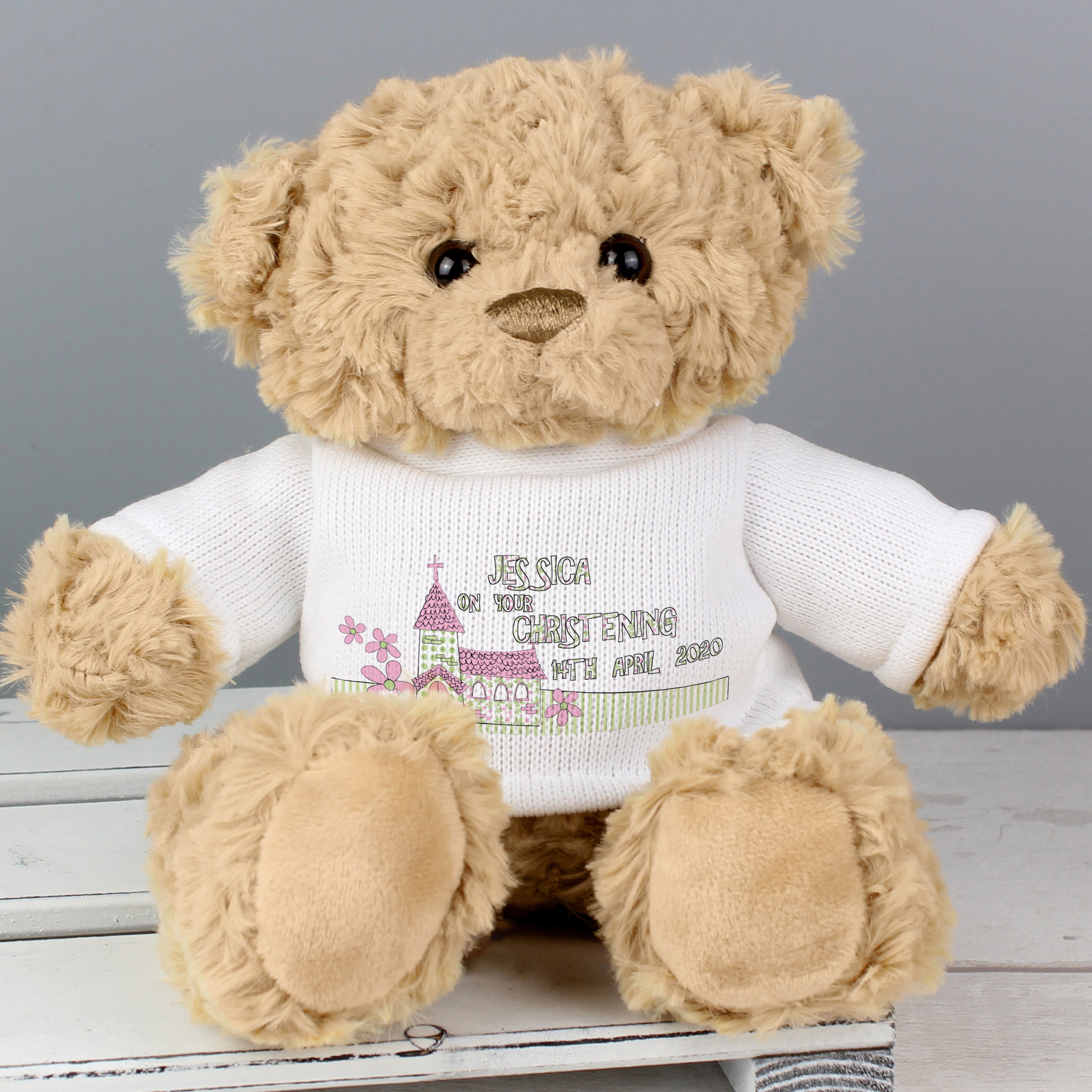 Personalised Pink Church Teddy Bear - gift & personalise