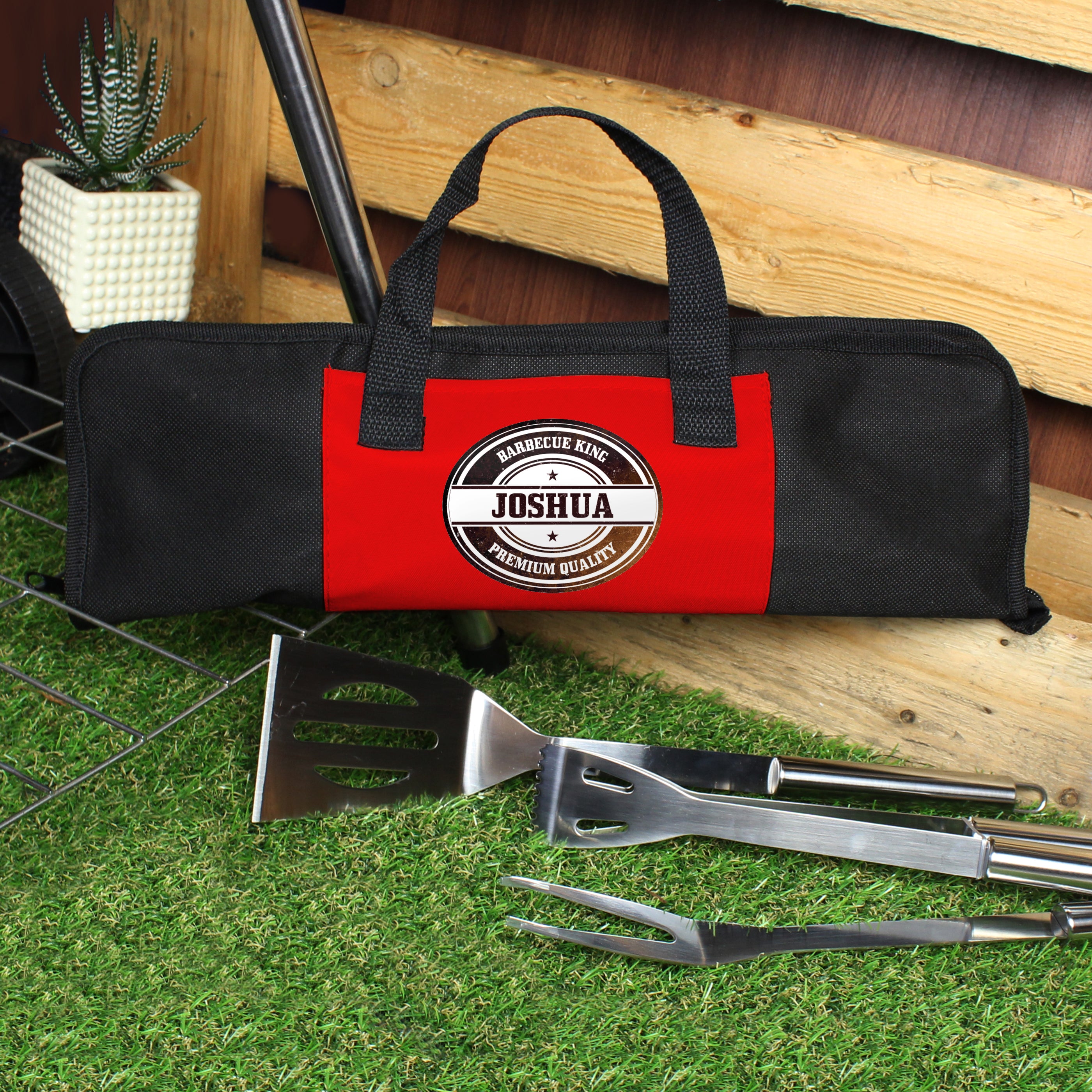 Personalised Stamp Stainless Steel BBQ Kit - gift & personalise