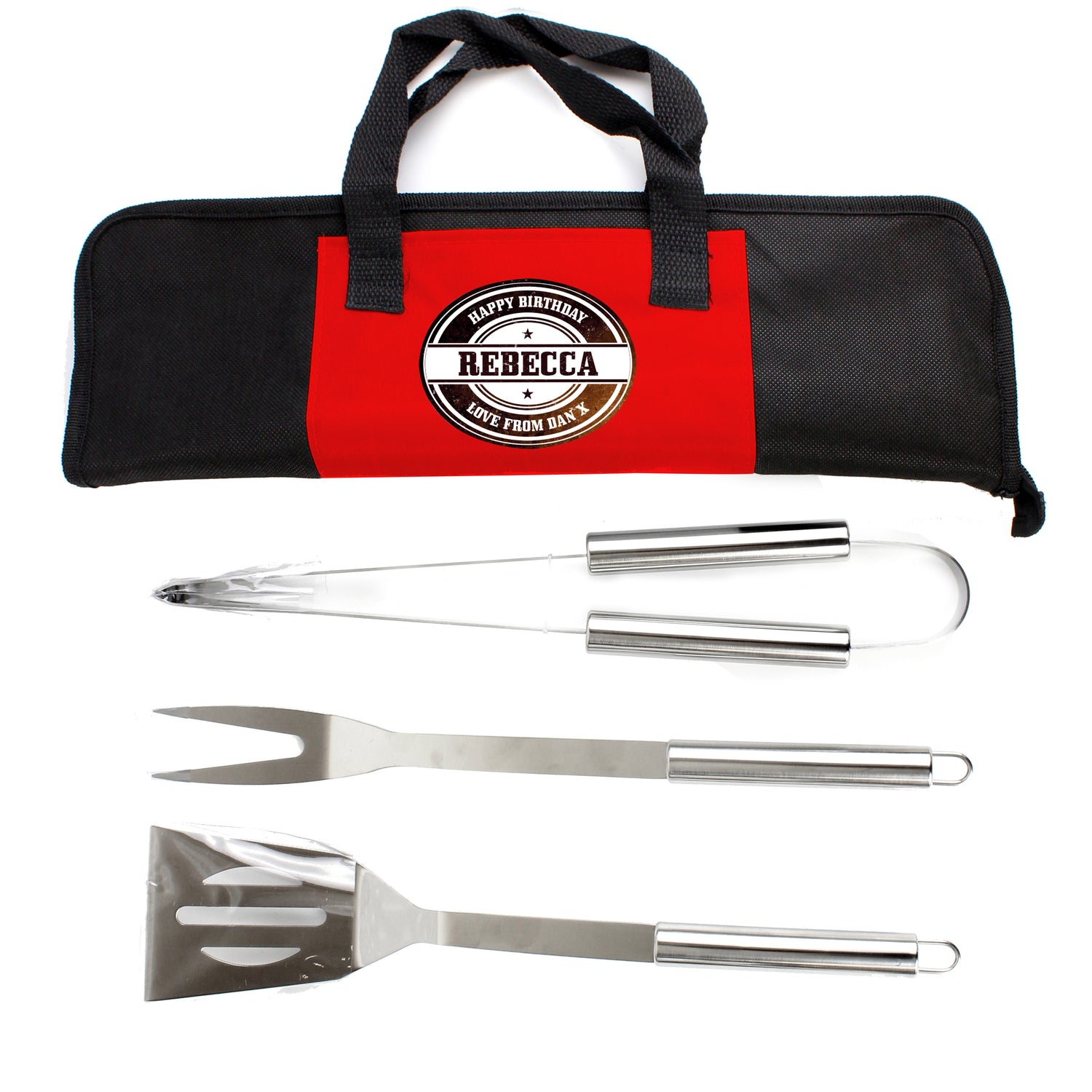 Personalised Stamp Stainless Steel BBQ Kit - gift & personalise