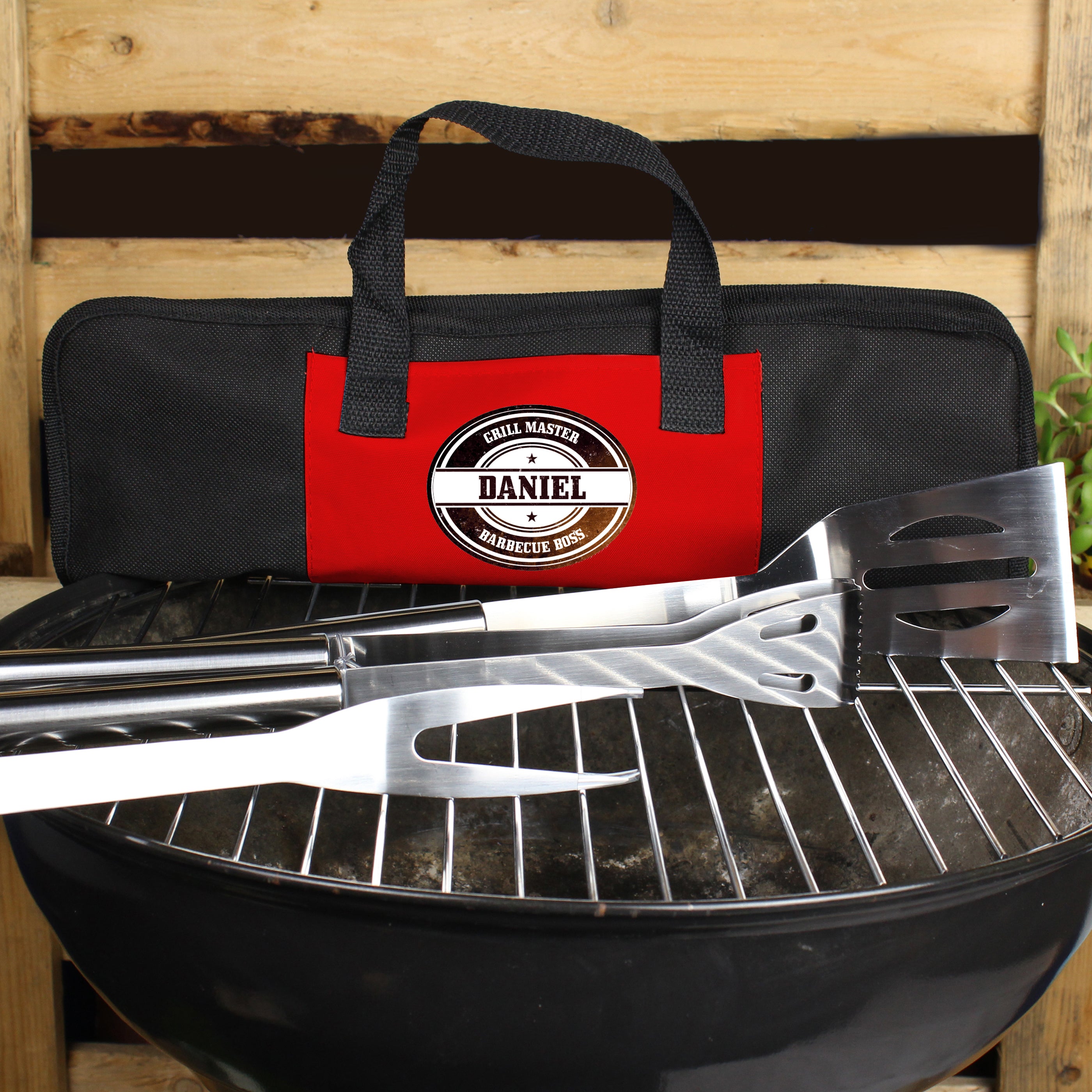 Personalised Stamp Stainless Steel BBQ Kit - gift & personalise