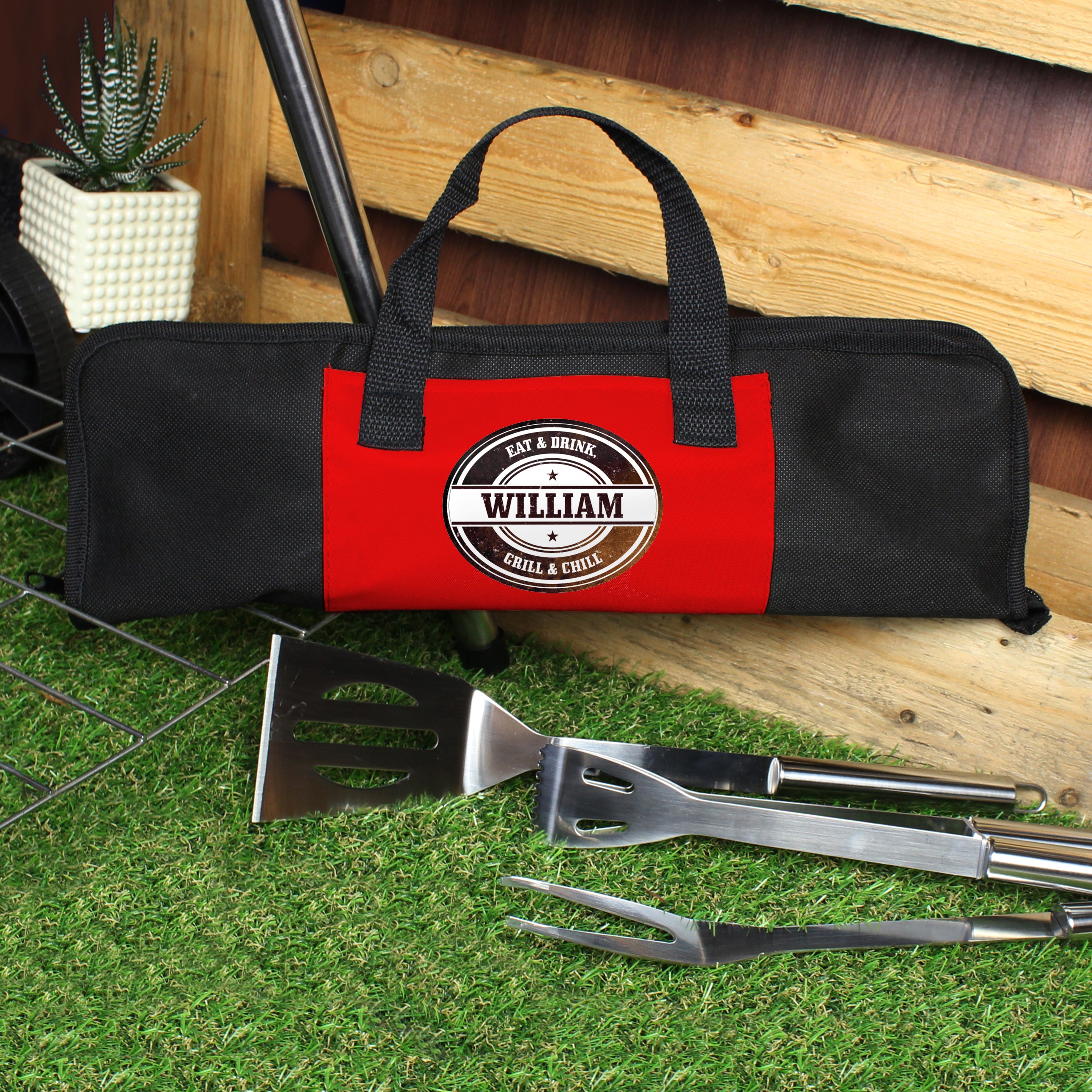 Personalised Stamp Stainless Steel BBQ Kit - gift & personalise