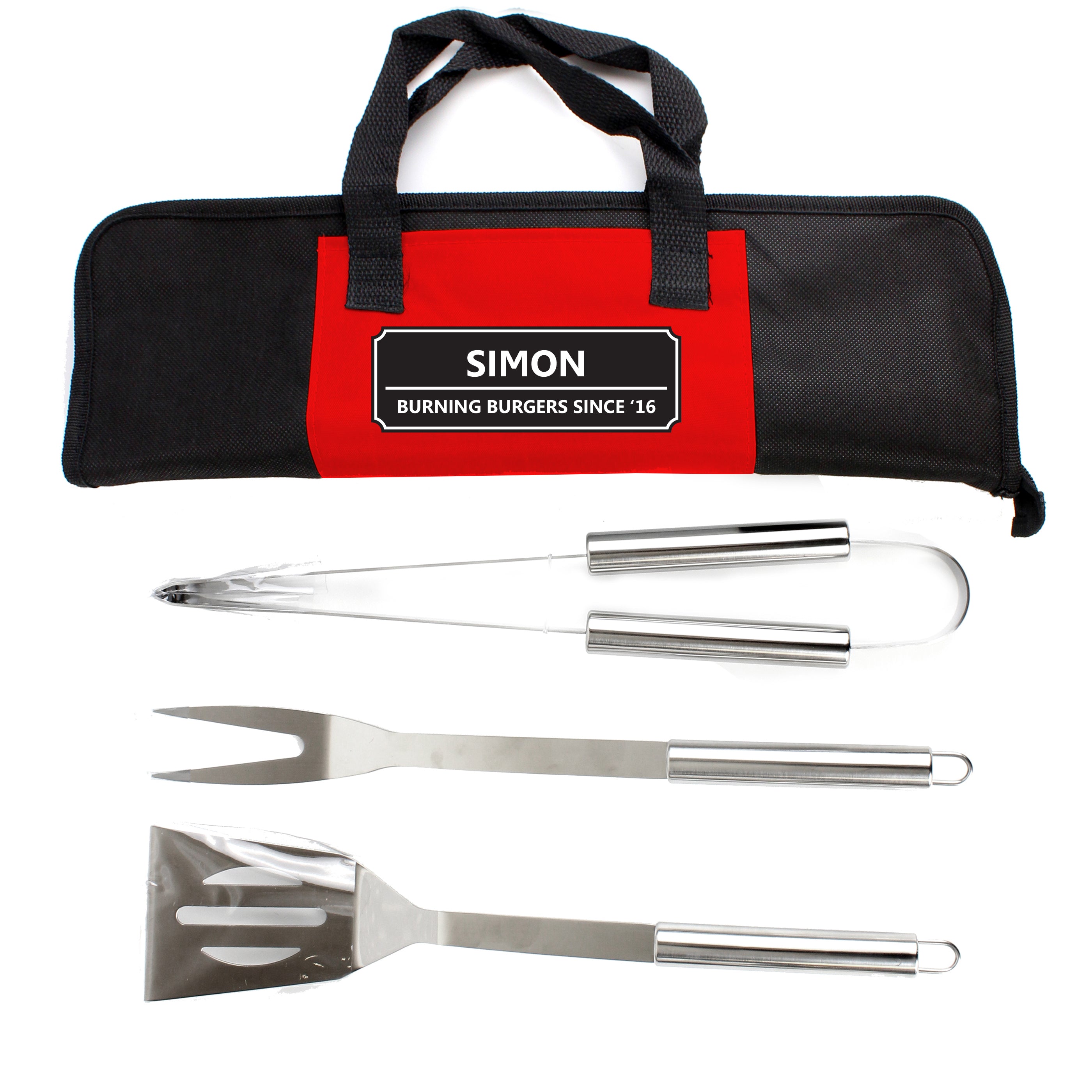 Personalised Classic Stainless Steel BBQ Kit - gift & personalise