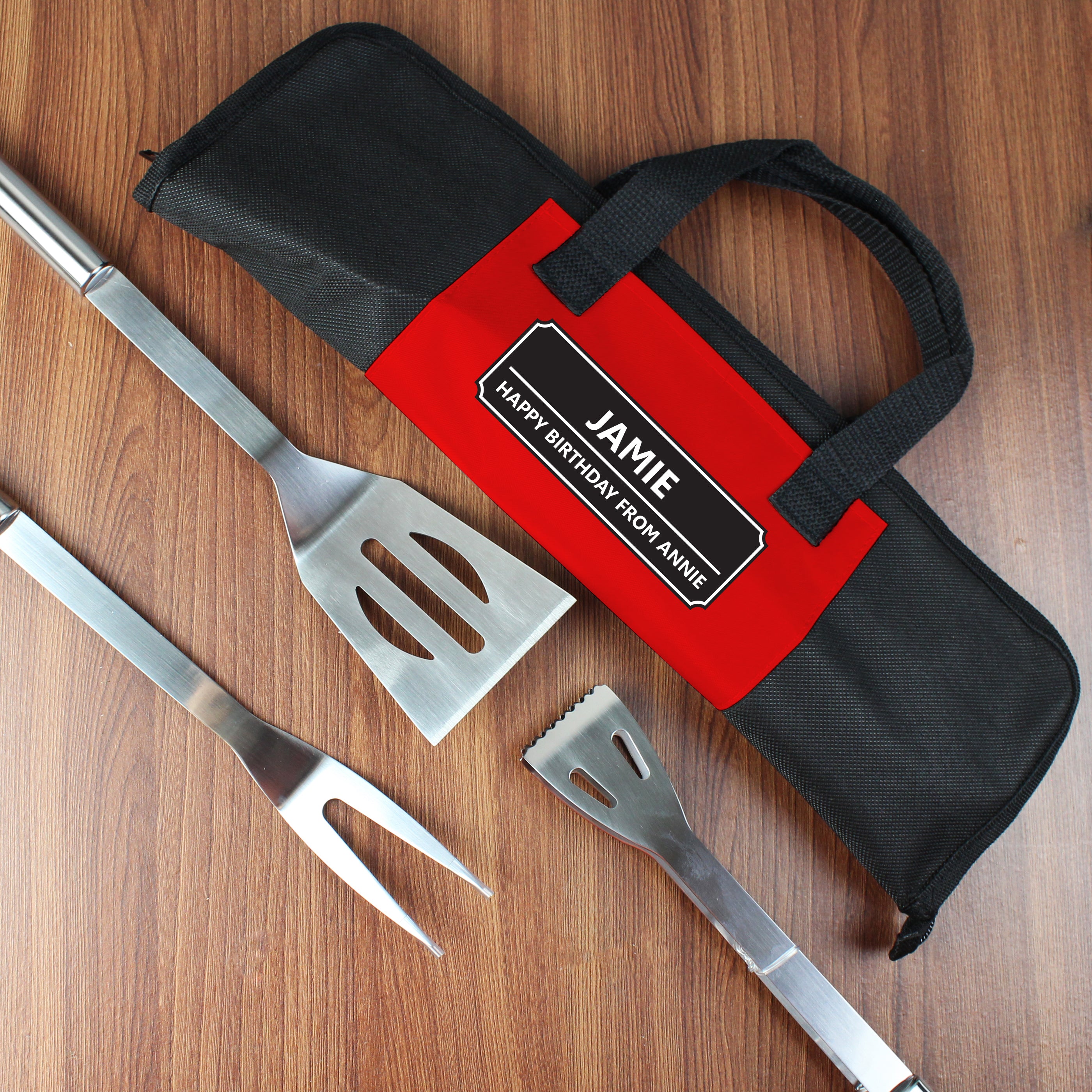 Personalised Classic Stainless Steel BBQ Kit - gift & personalise