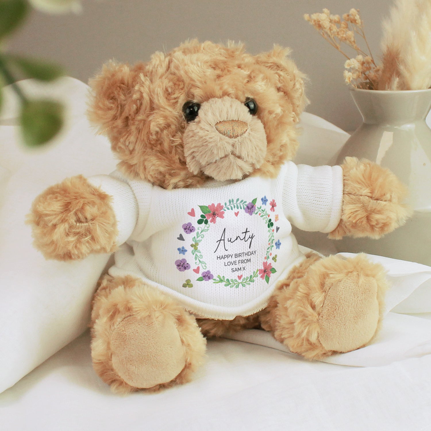 Personalised Floral Teddy Bear - gift & personalise