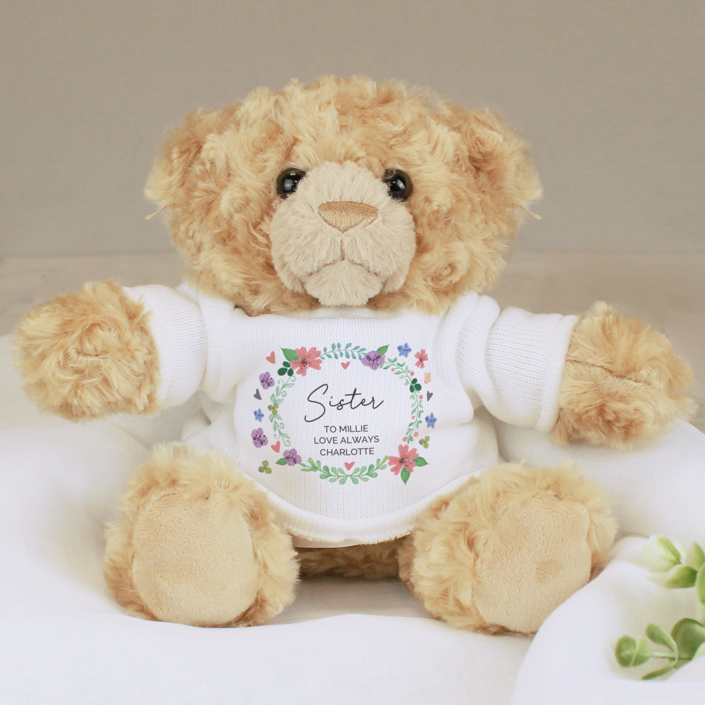 Personalised Floral Teddy Bear - gift & personalise