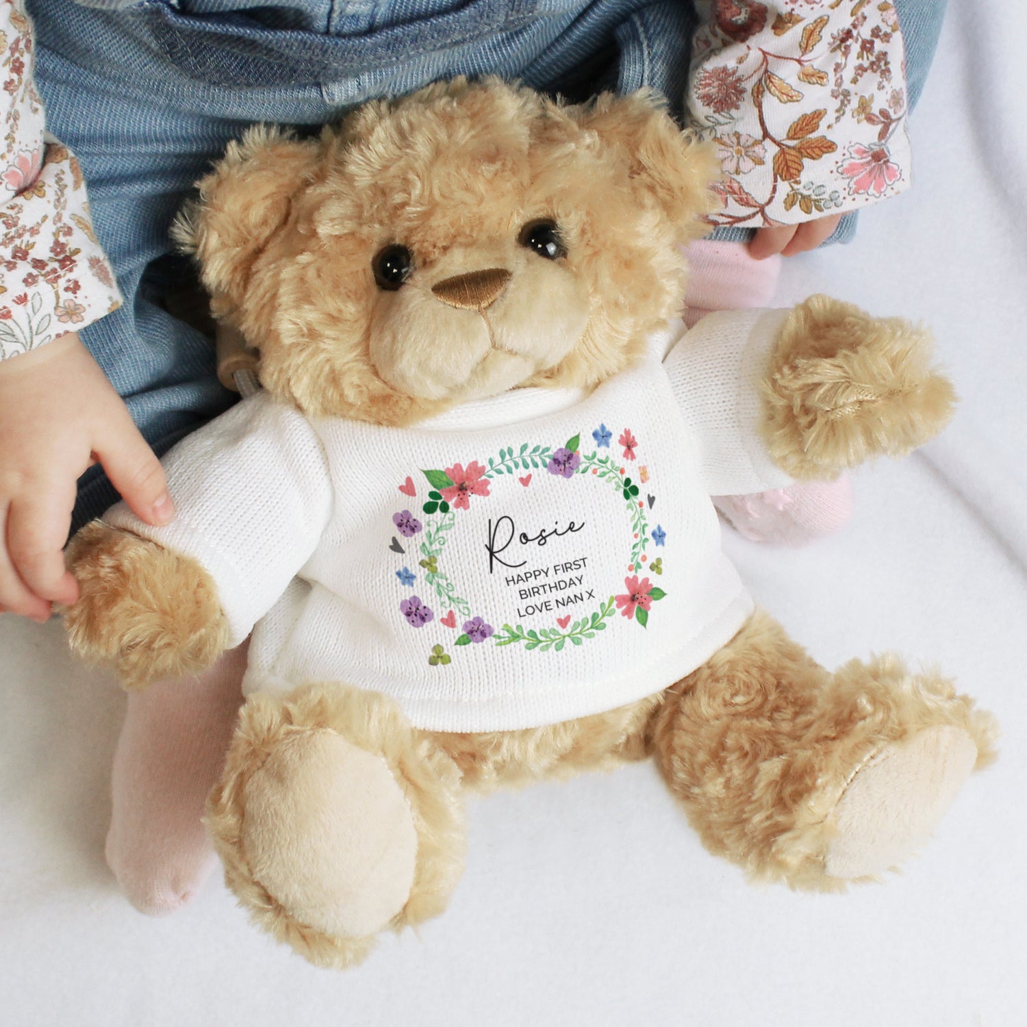 Personalised Floral Teddy Bear - gift & personalise