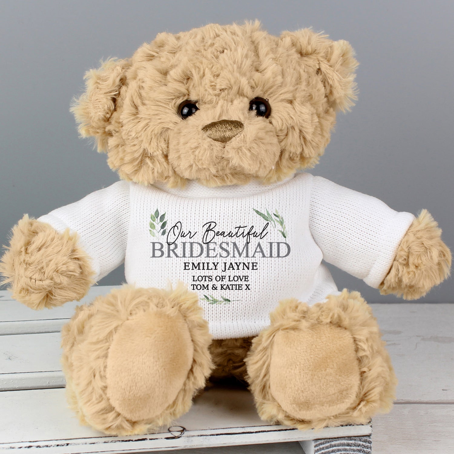 Personalised Geometric Leaf Teddy Bear - gift & personalise