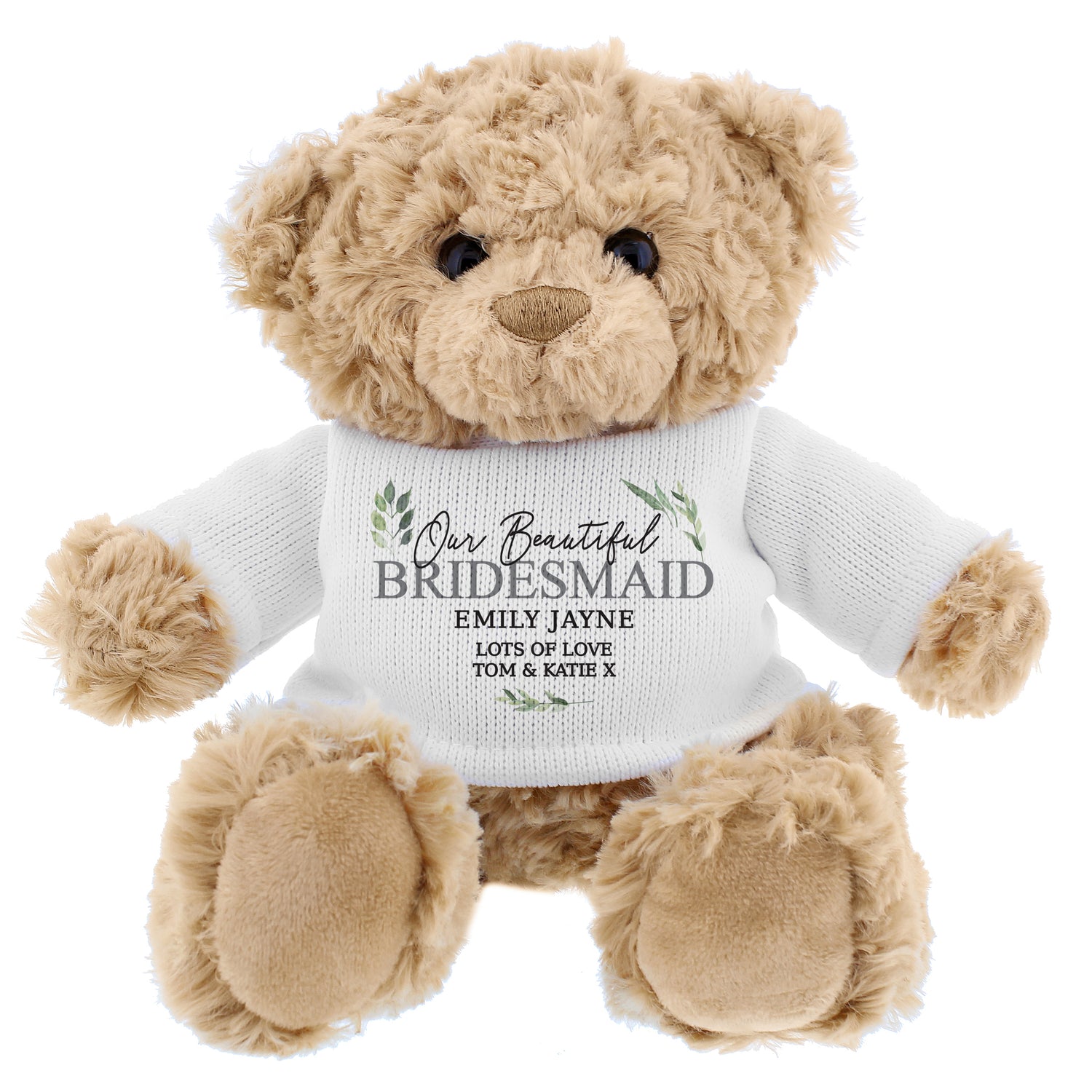 Personalised Geometric Leaf Teddy Bear - gift & personalise