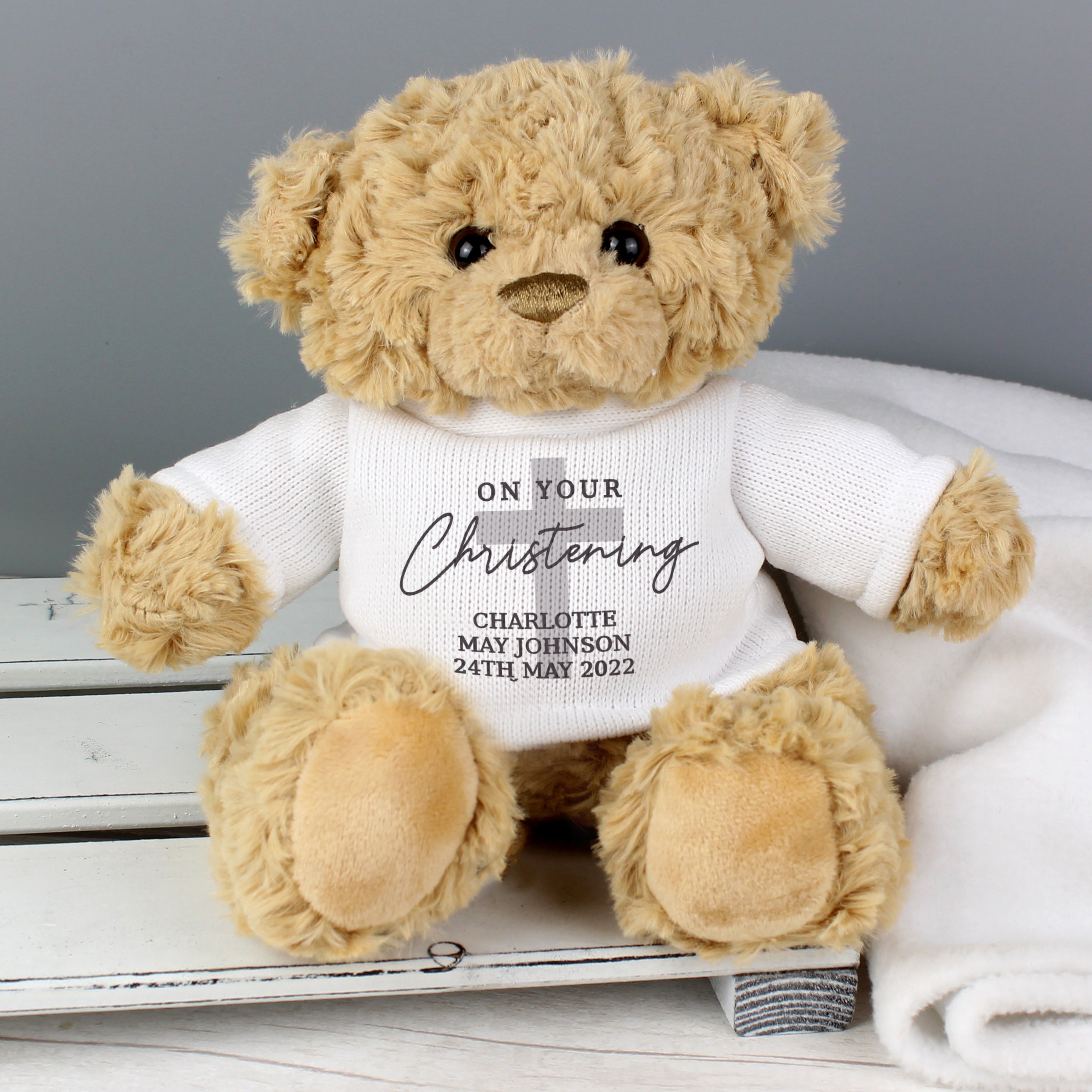 Personalised On Your Christening Teddy Bear - gift & personalise