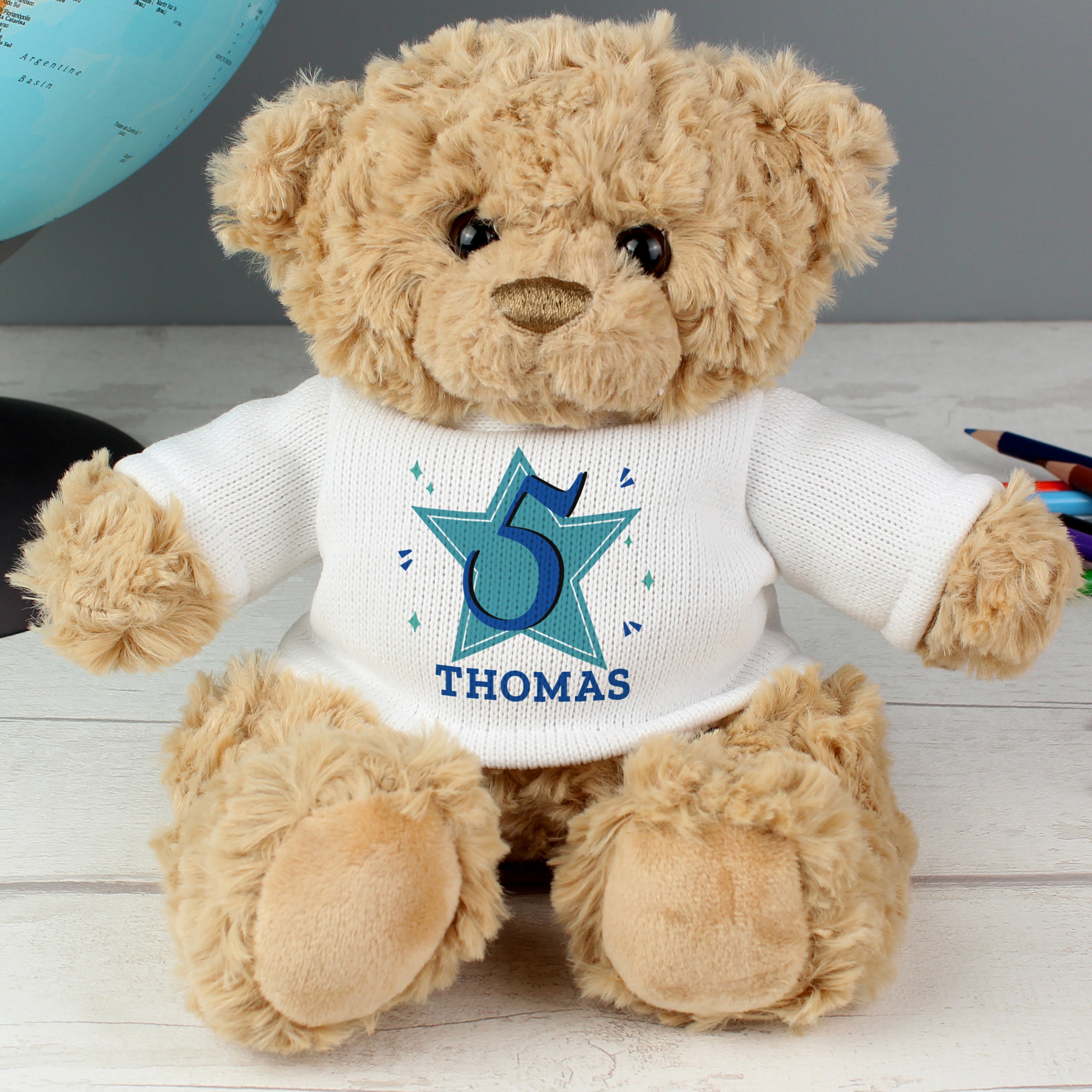 Personalised Blue Big Age Teddy Bear - gift & personalise