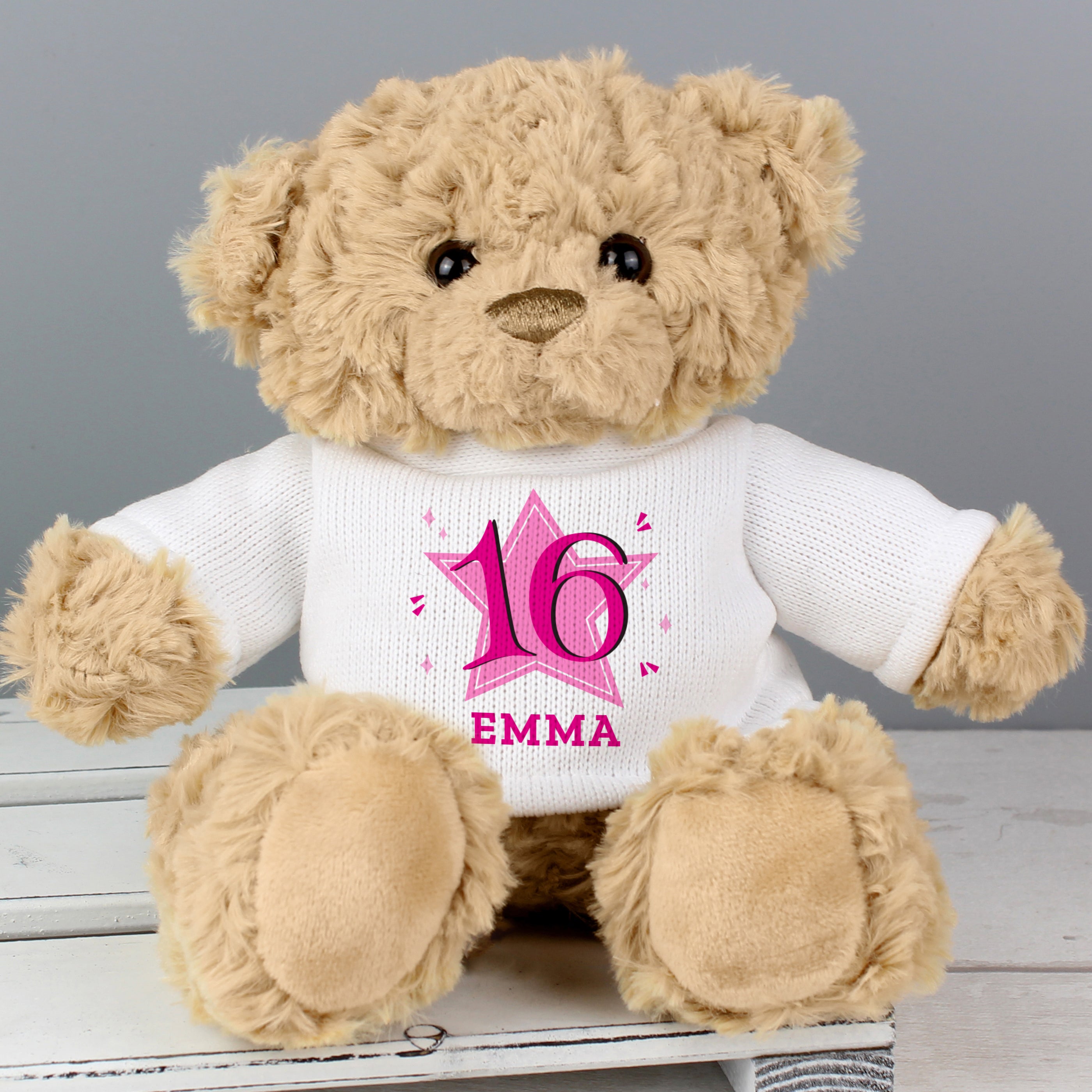 Personalised Pink Big Age Teddy Bear - gift & personalise