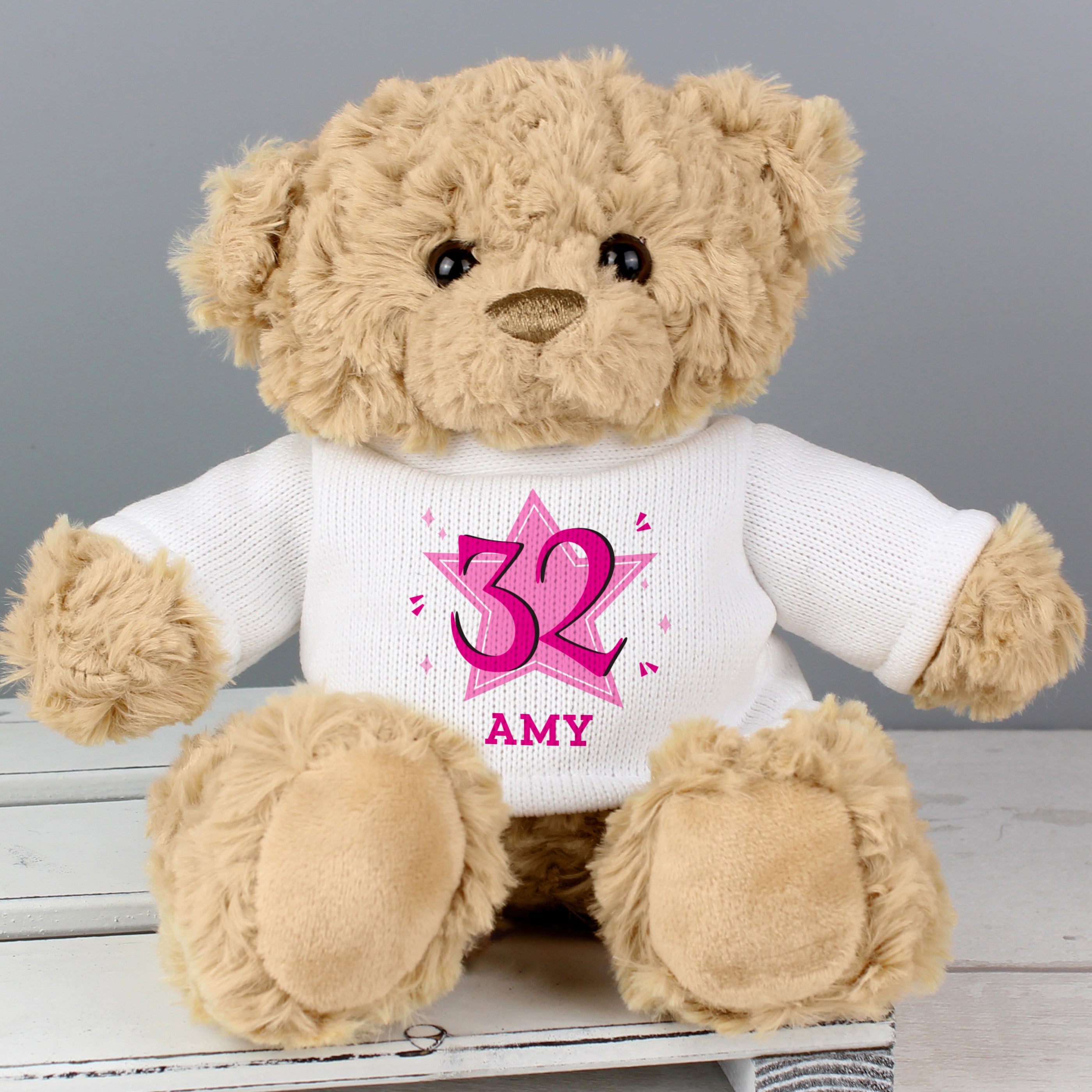 Personalised Pink Big Age Teddy Bear - gift & personalise