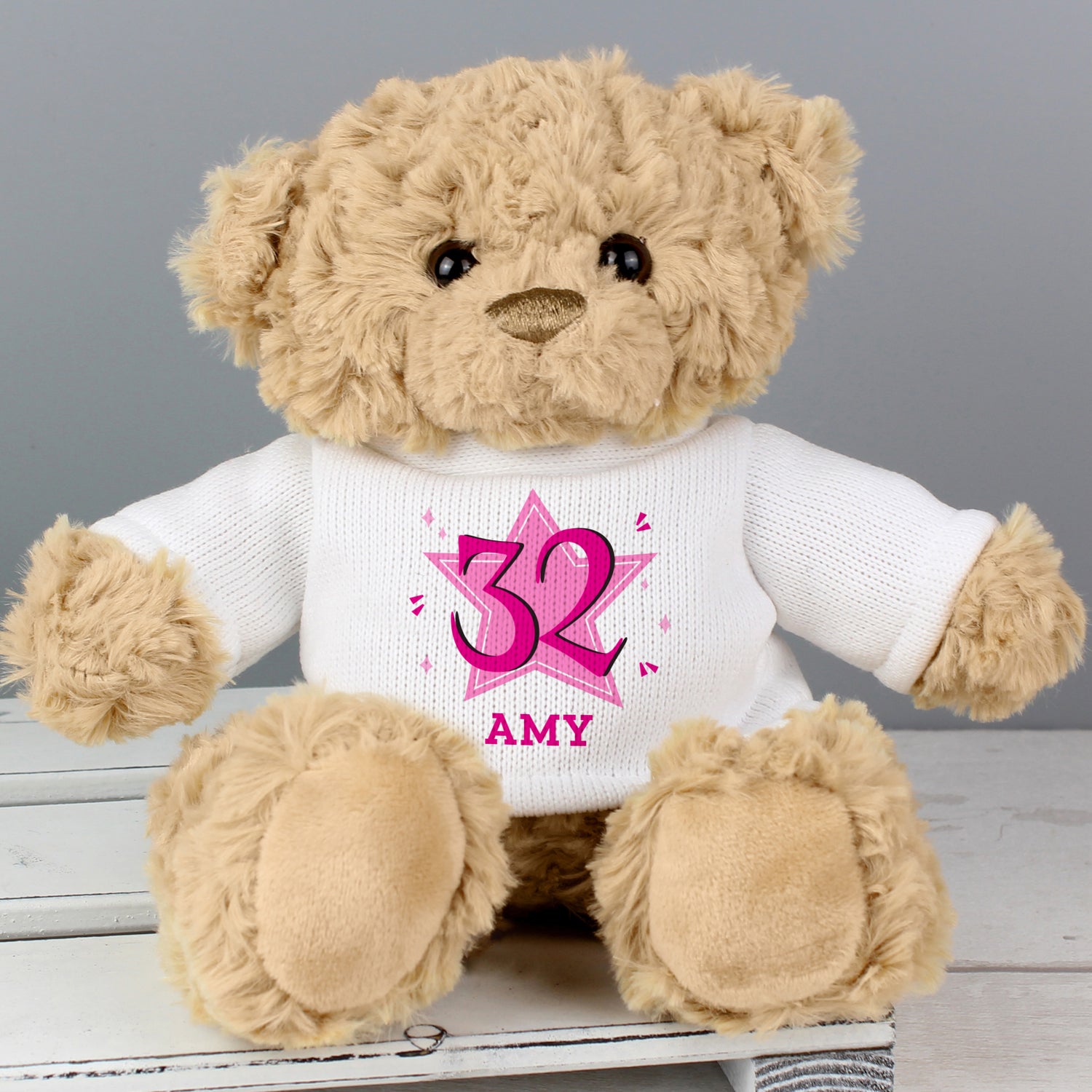 Personalised Pink Big Age Teddy Bear - gift & personalise