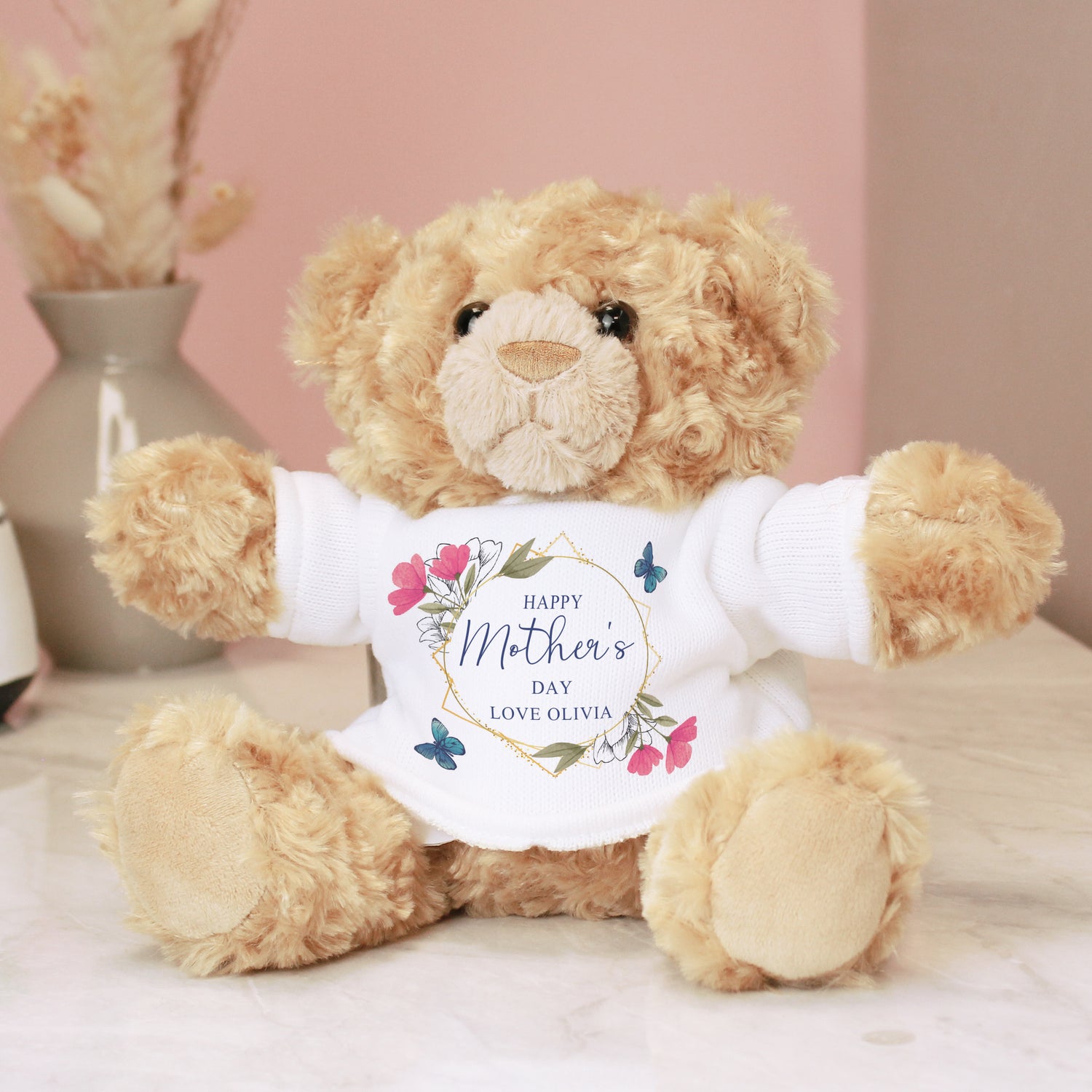 Personalised Geometric Floral Teddy Bear - gift & personalise