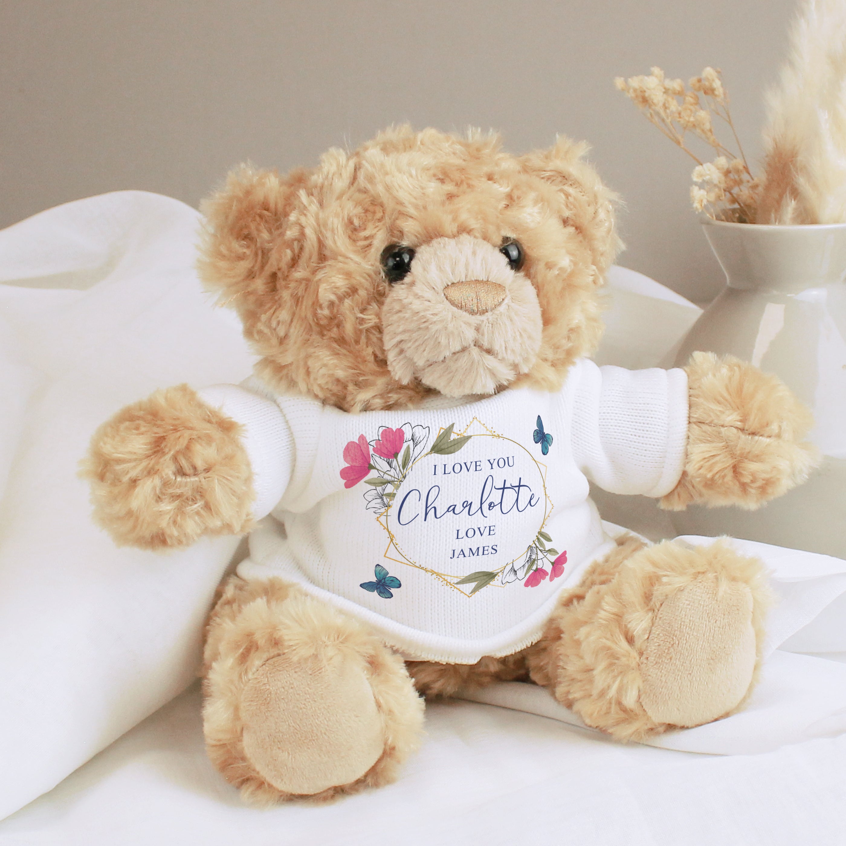 Personalised Geometric Floral Teddy Bear - gift & personalise