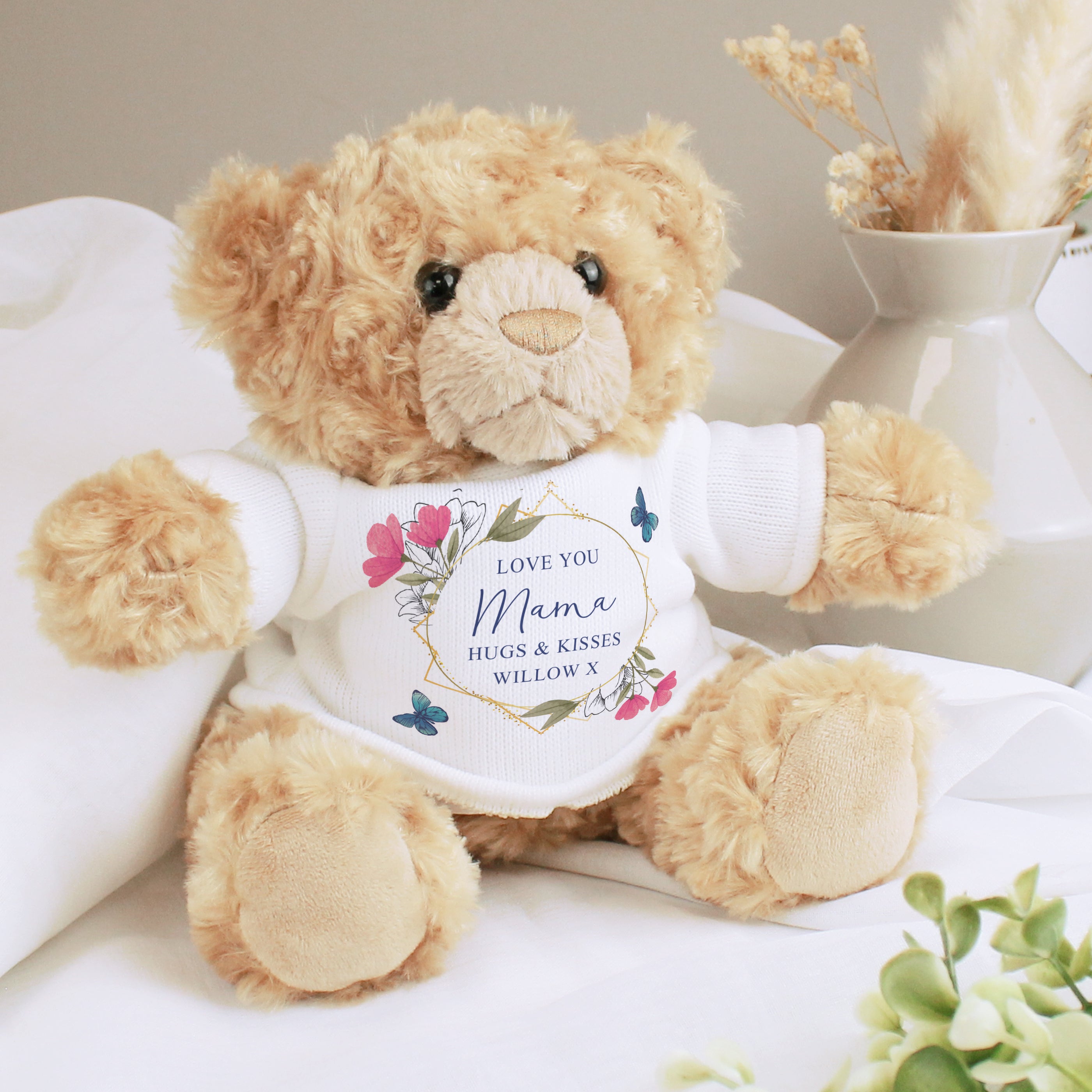 Personalised Geometric Floral Teddy Bear - gift & personalise