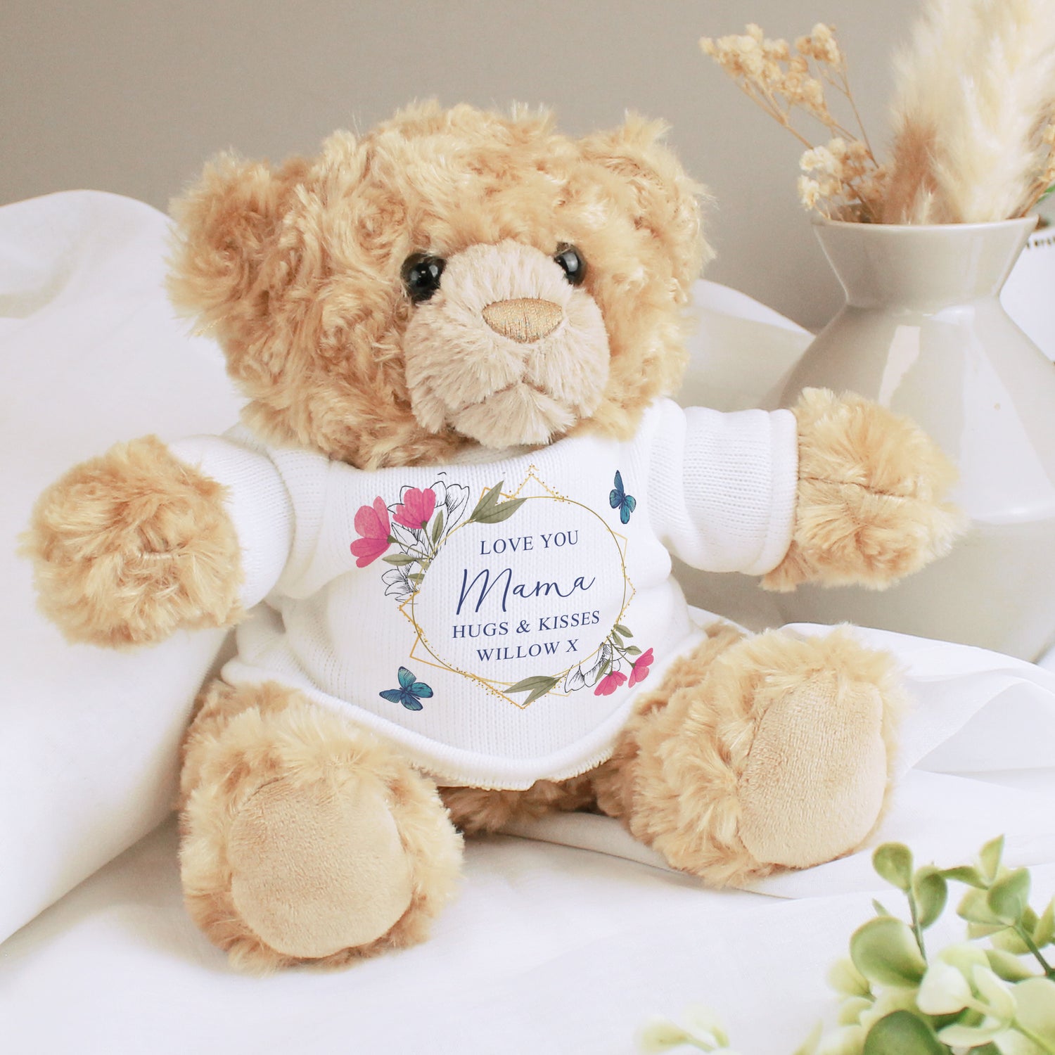 Personalised Geometric Floral Teddy Bear - gift & personalise