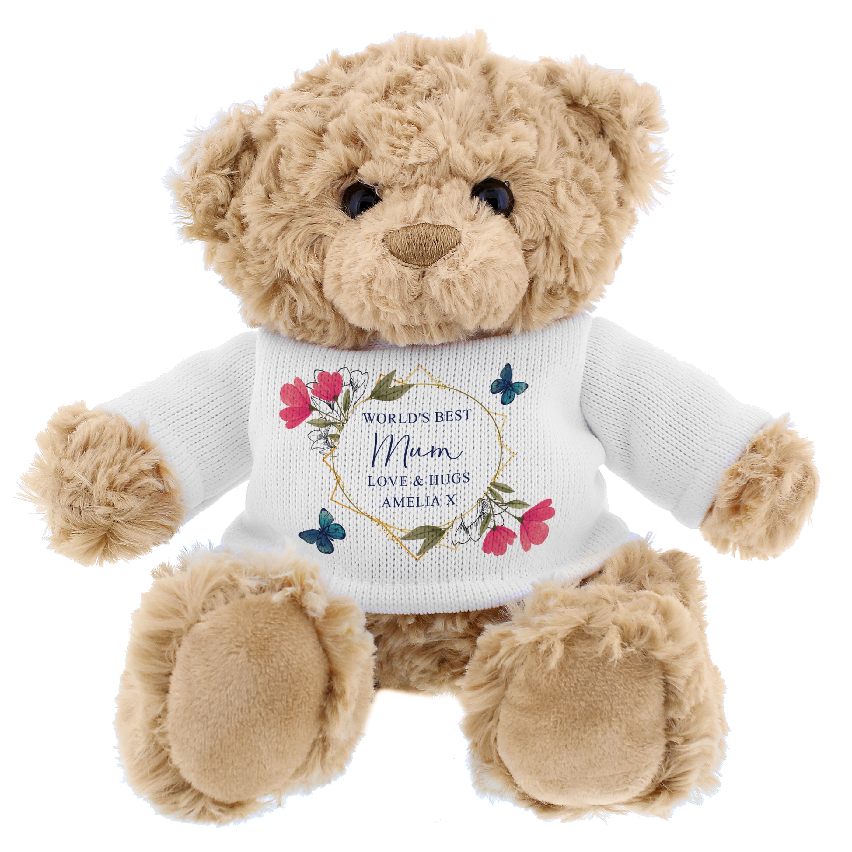 Personalised Geometric Floral Teddy Bear - gift & personalise