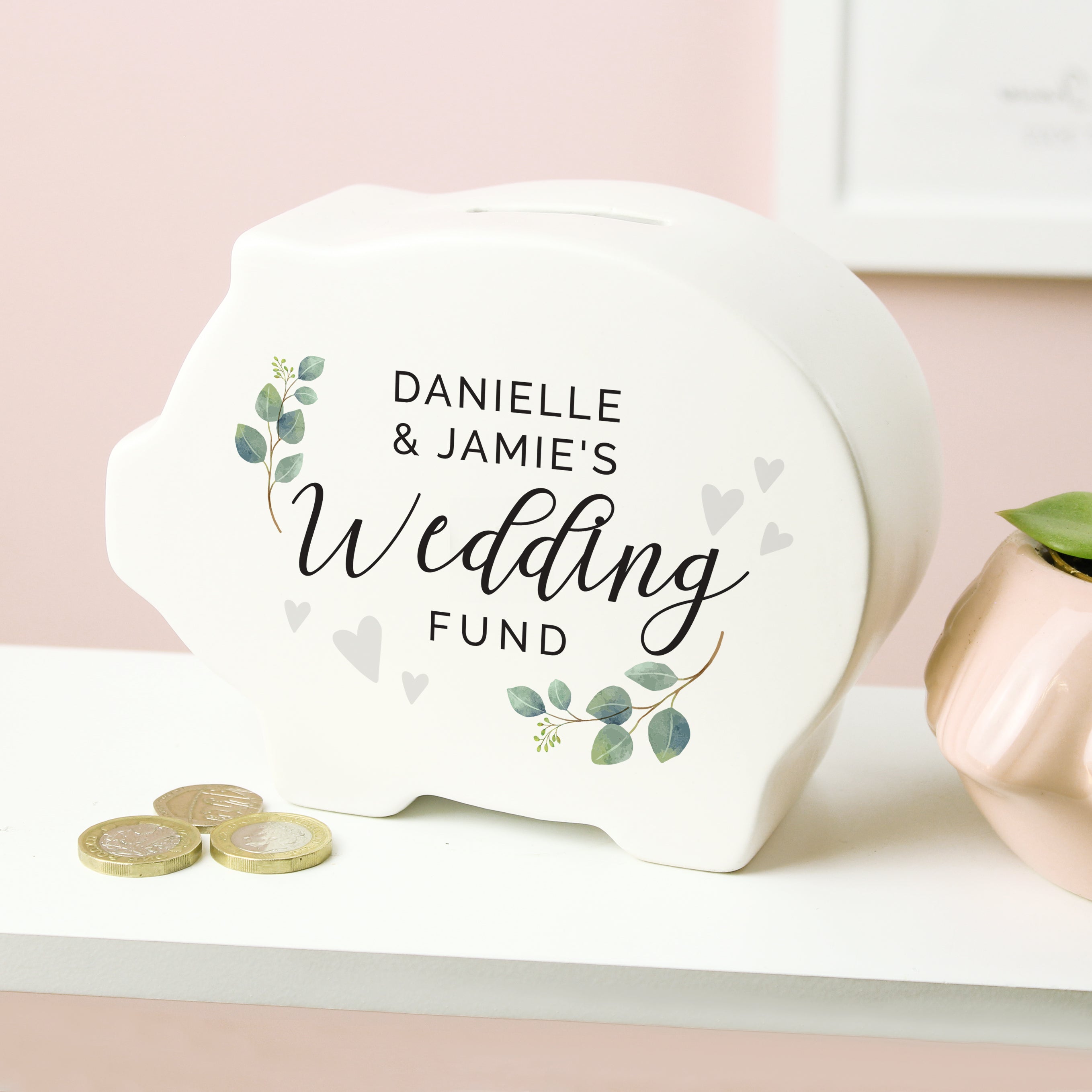 Personalised Wedding Piggy Bank - gift & personalise