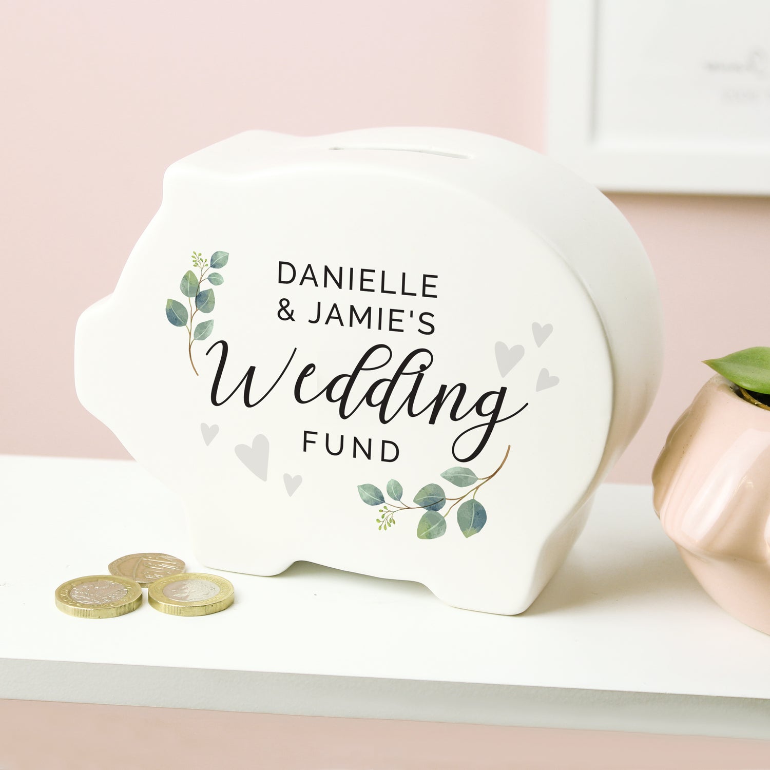 Personalised Wedding Piggy Bank - gift & personalise