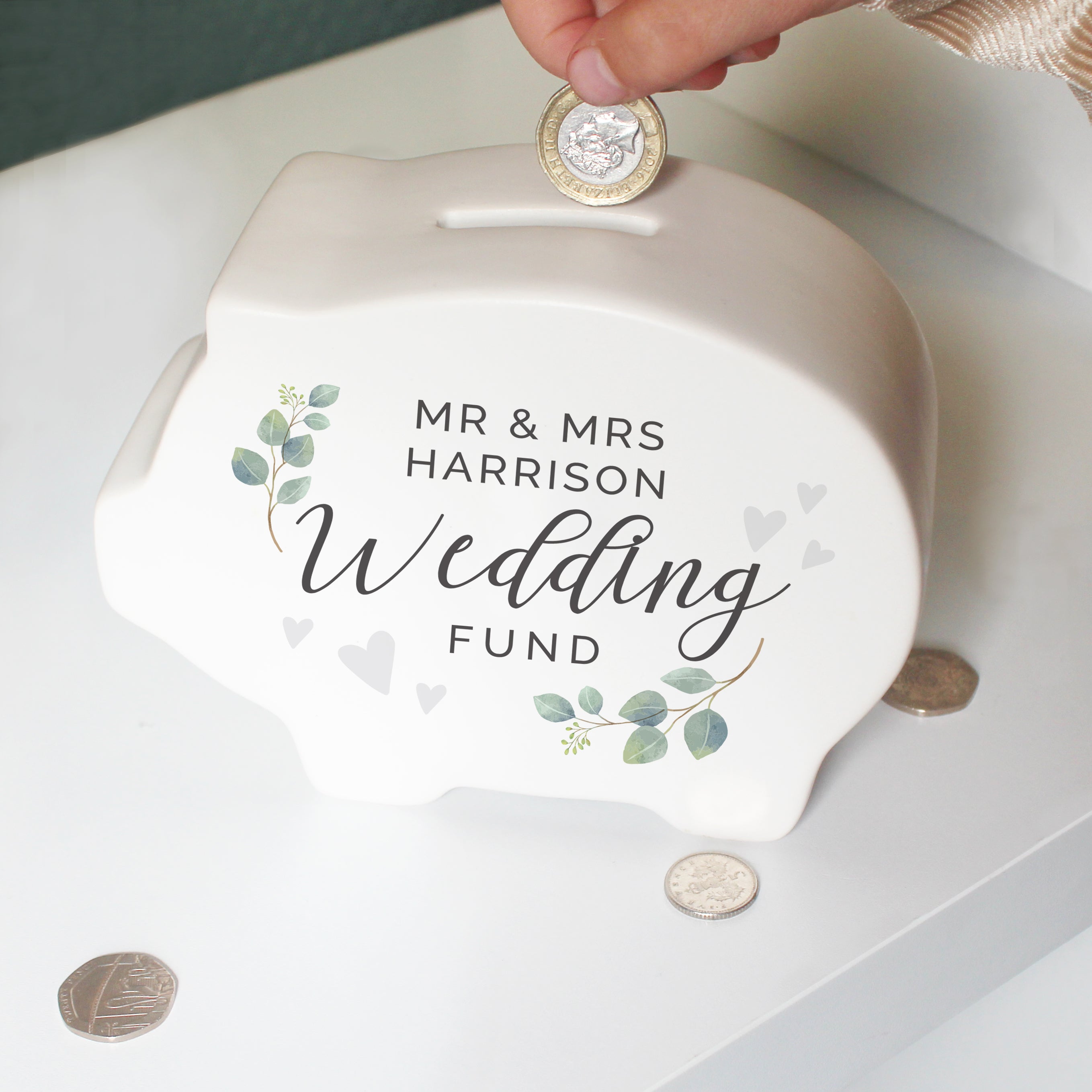 Personalised Wedding Piggy Bank - gift & personalise