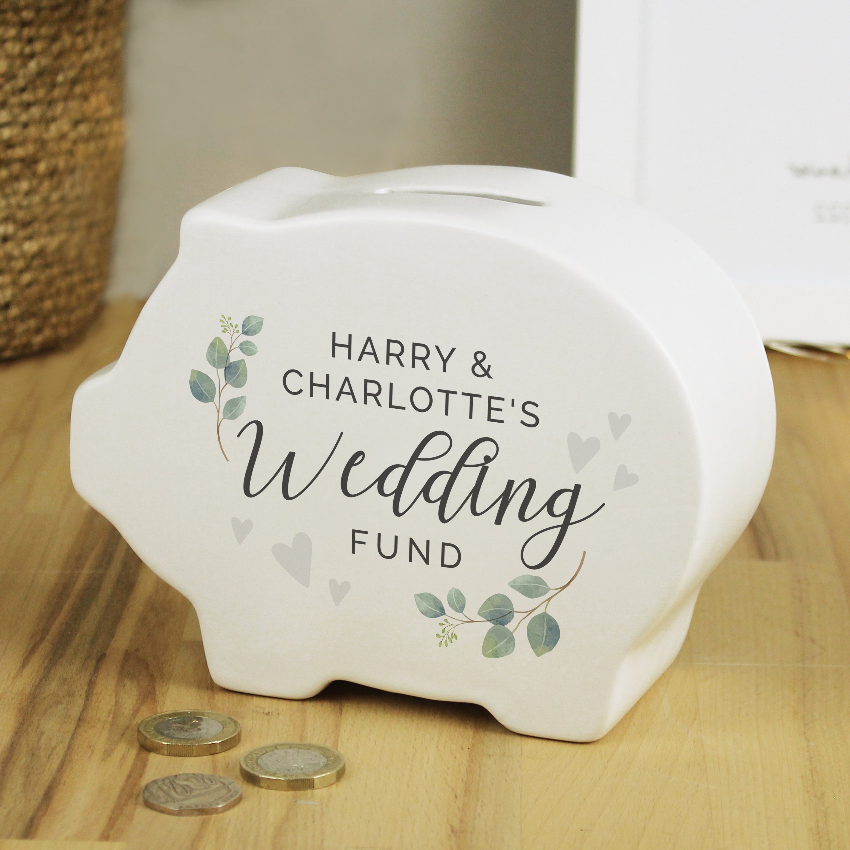 Personalised Wedding Piggy Bank - gift & personalise