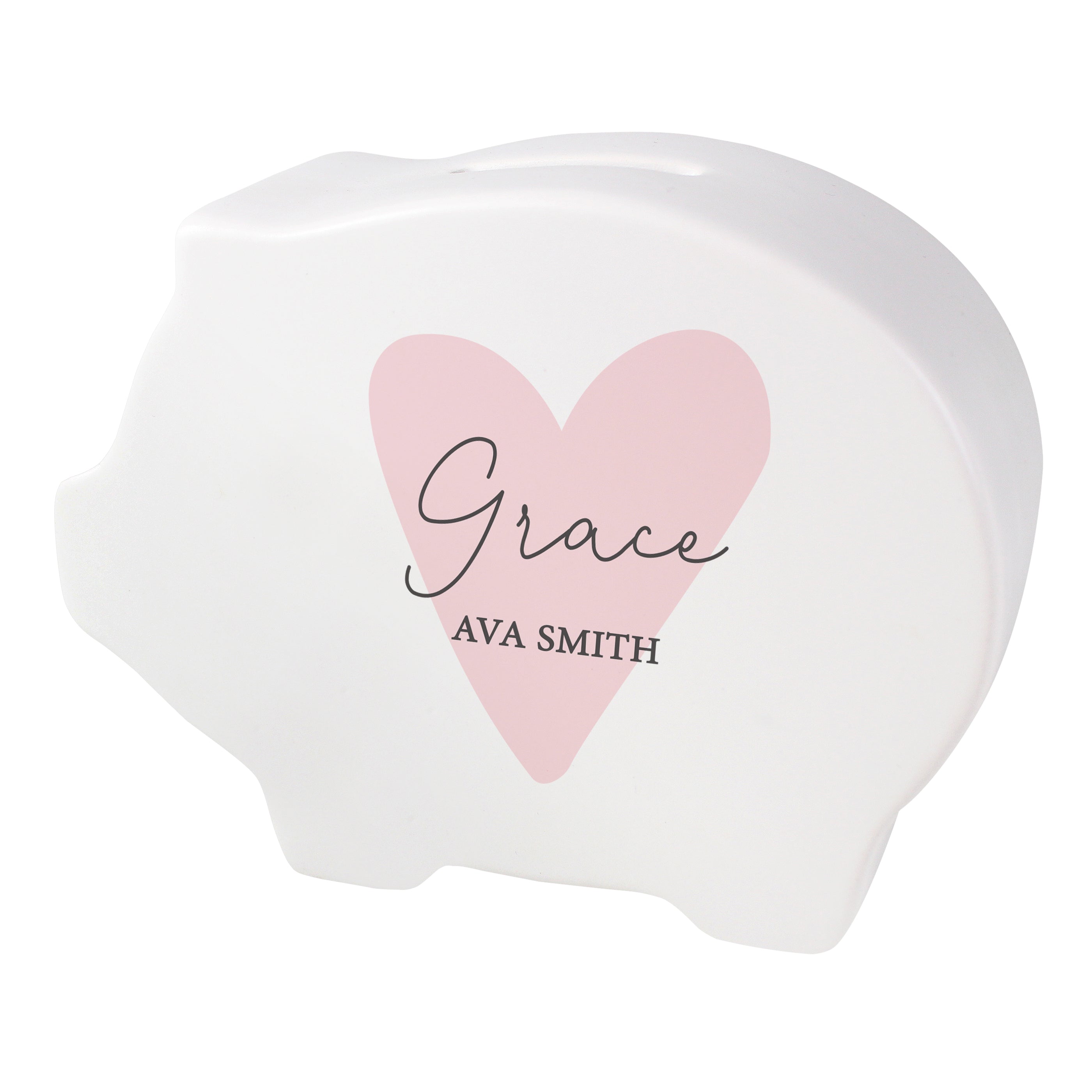 Personalised Pink Heart Piggy Bank - gift & personalise