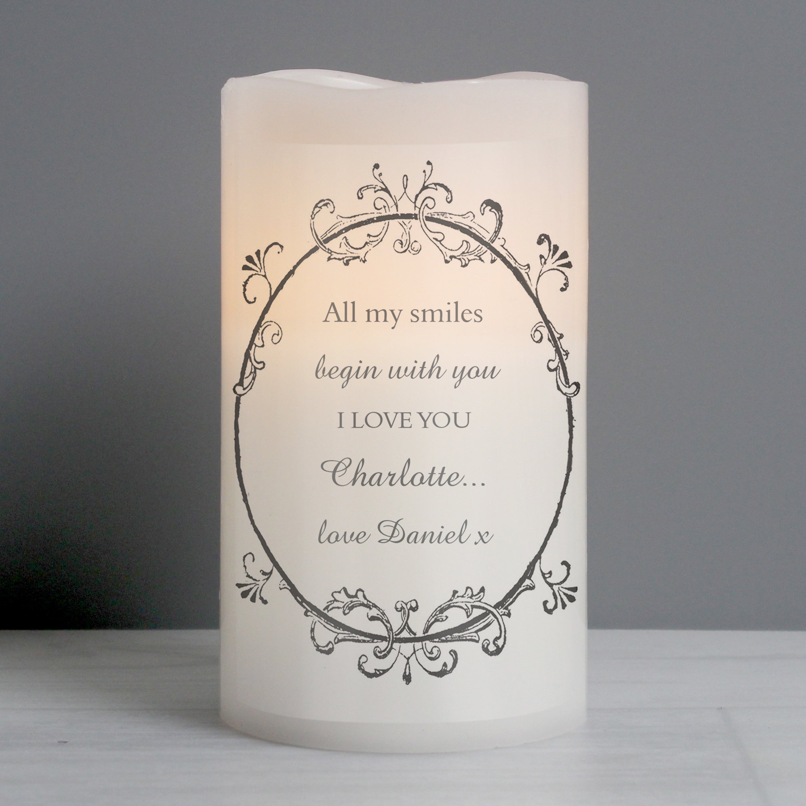 Personalised Ornate Frame LED Candle - gift & personalise