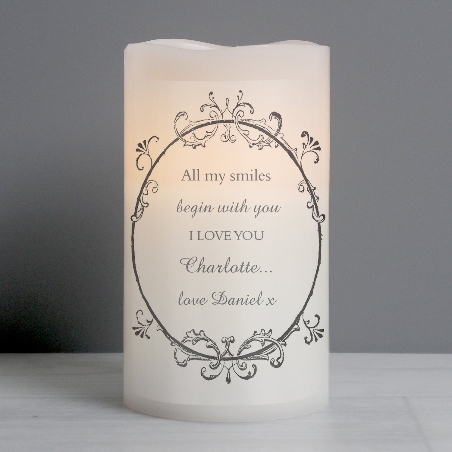 Personalised Ornate Frame LED Candle - gift & personalise