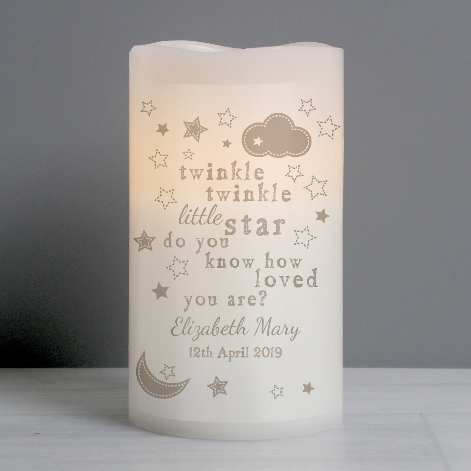 Personalised Twinkle Twinkle Nightlight LED Candle - gift & personalise