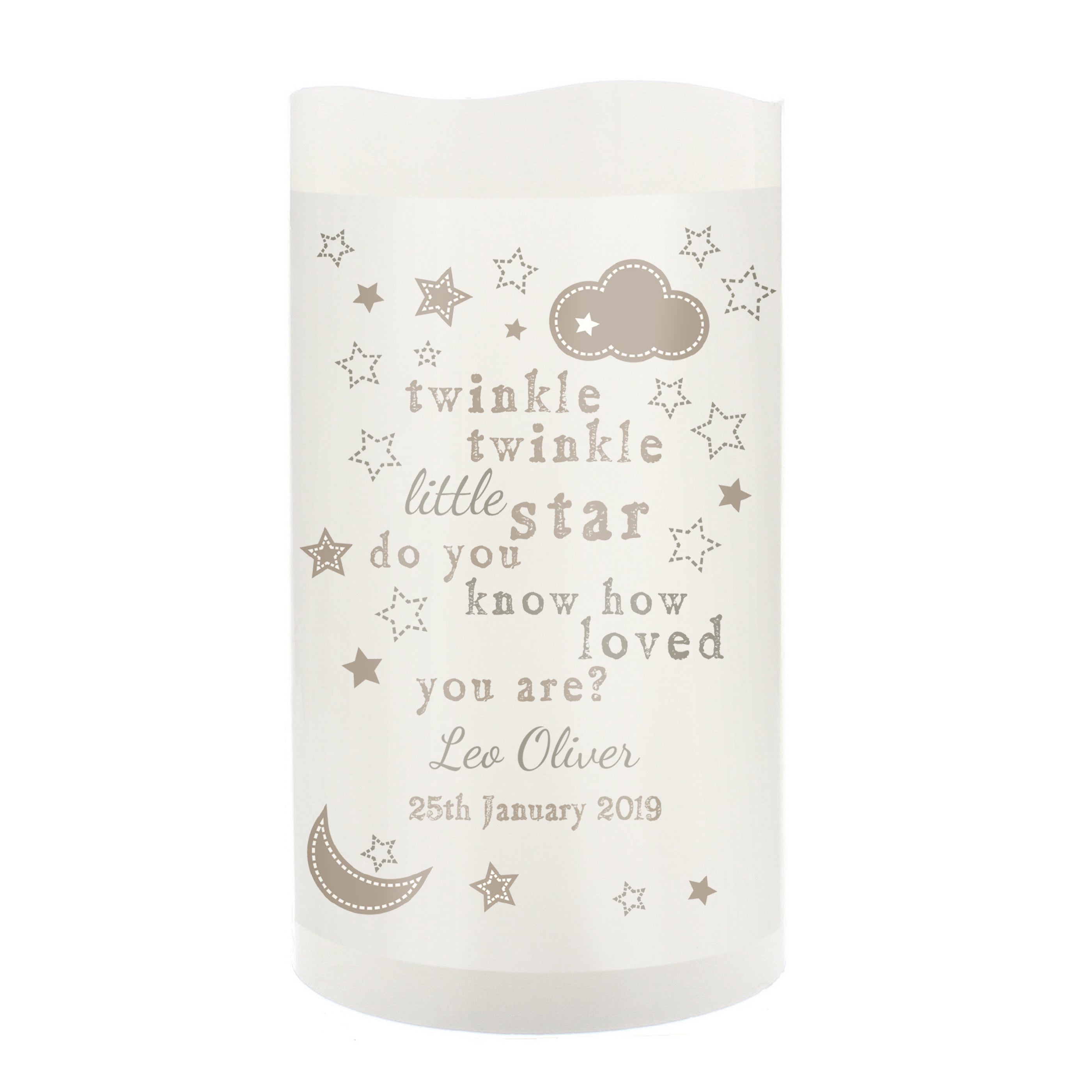 Personalised Twinkle Twinkle Nightlight LED Candle - gift & personalise