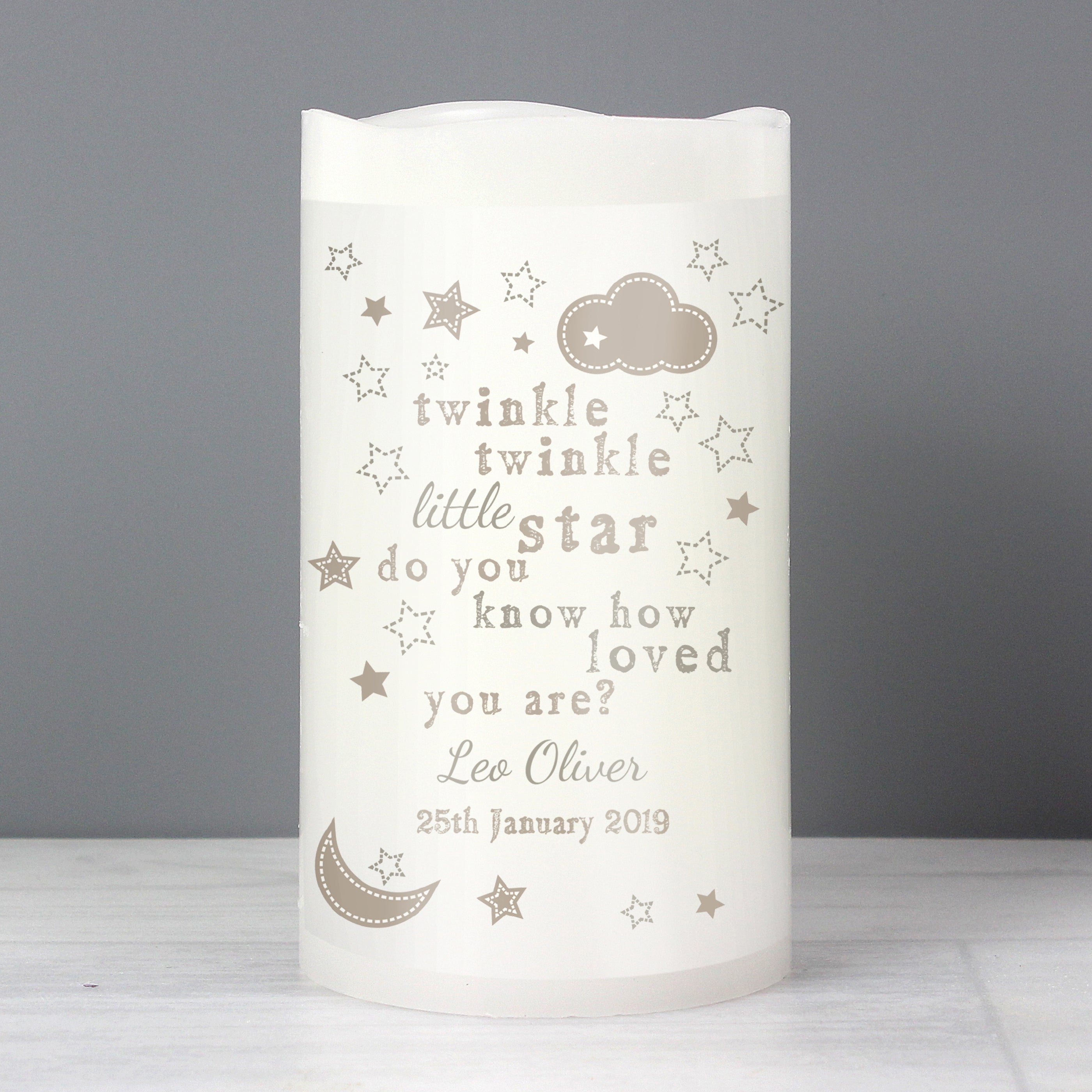 Personalised Twinkle Twinkle Nightlight LED Candle - gift & personalise