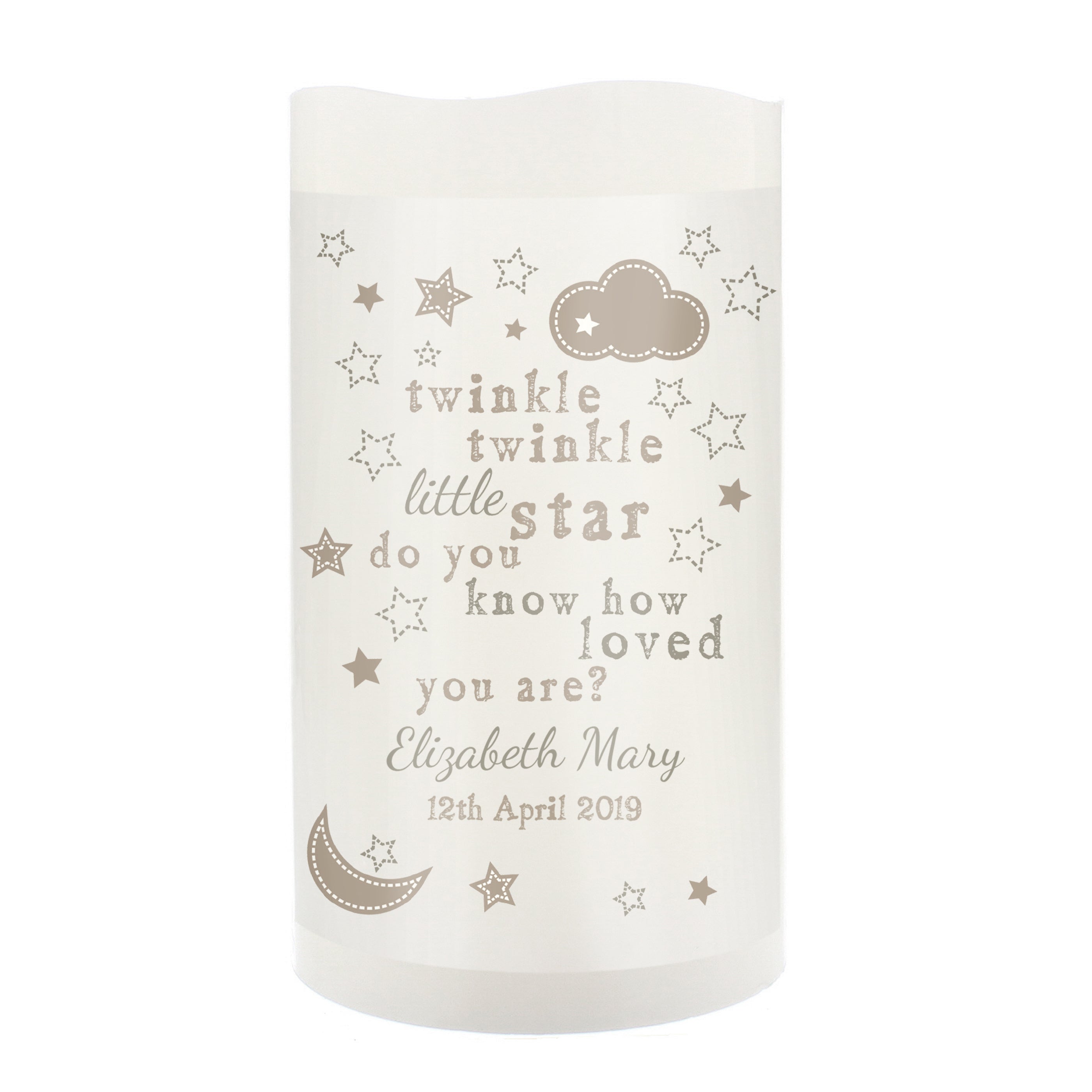 Personalised Twinkle Twinkle Nightlight LED Candle - gift & personalise