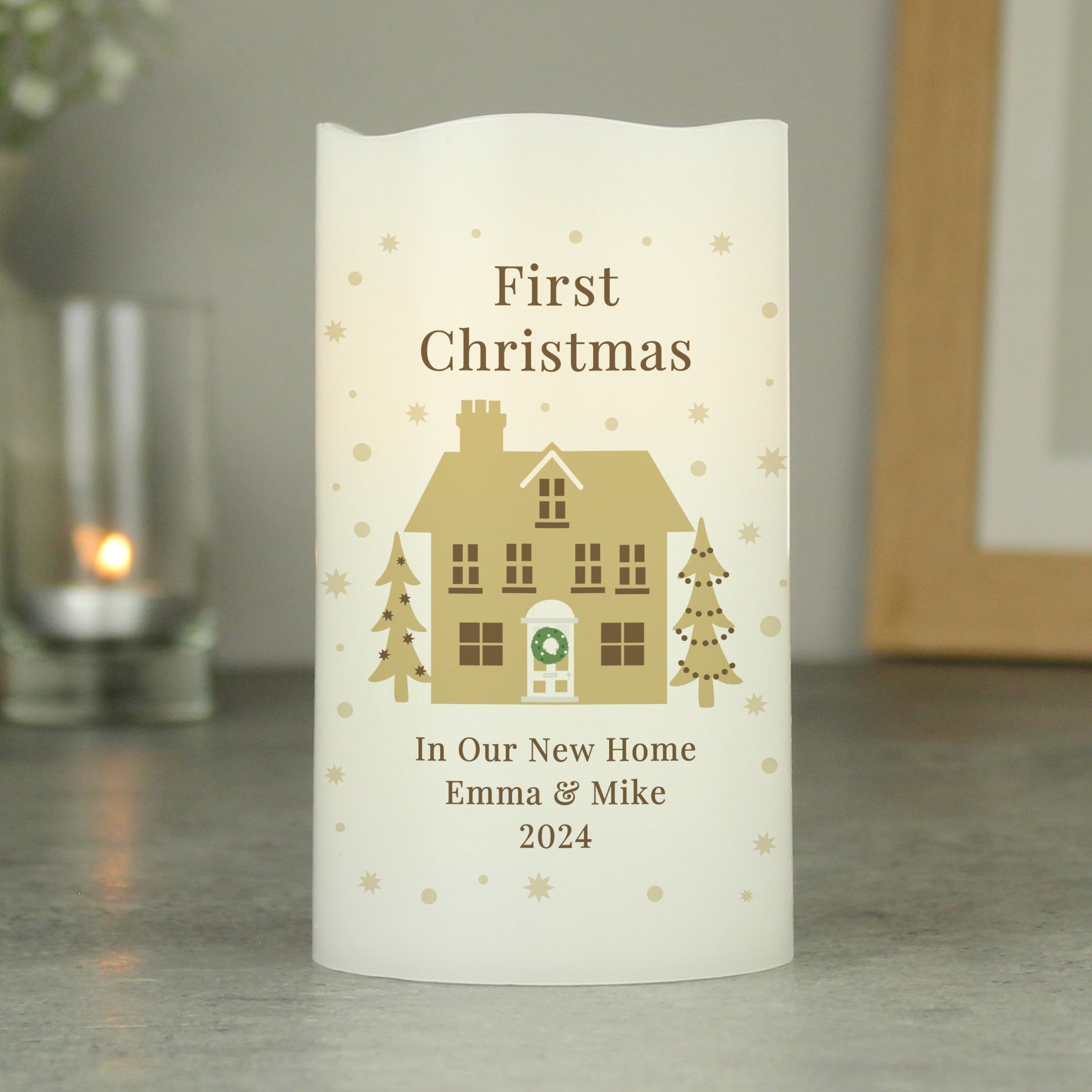 Personalised Festive Village LED Candle - gift & personalise