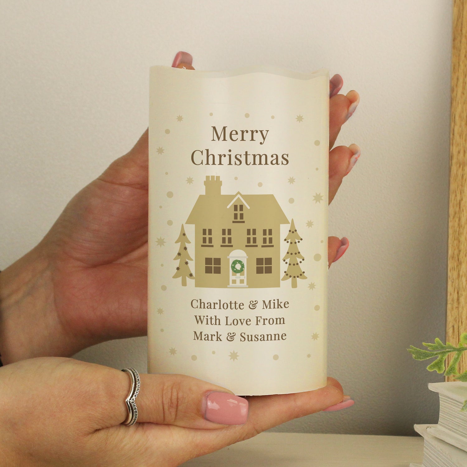 Personalised Festive Village LED Candle - gift & personalise