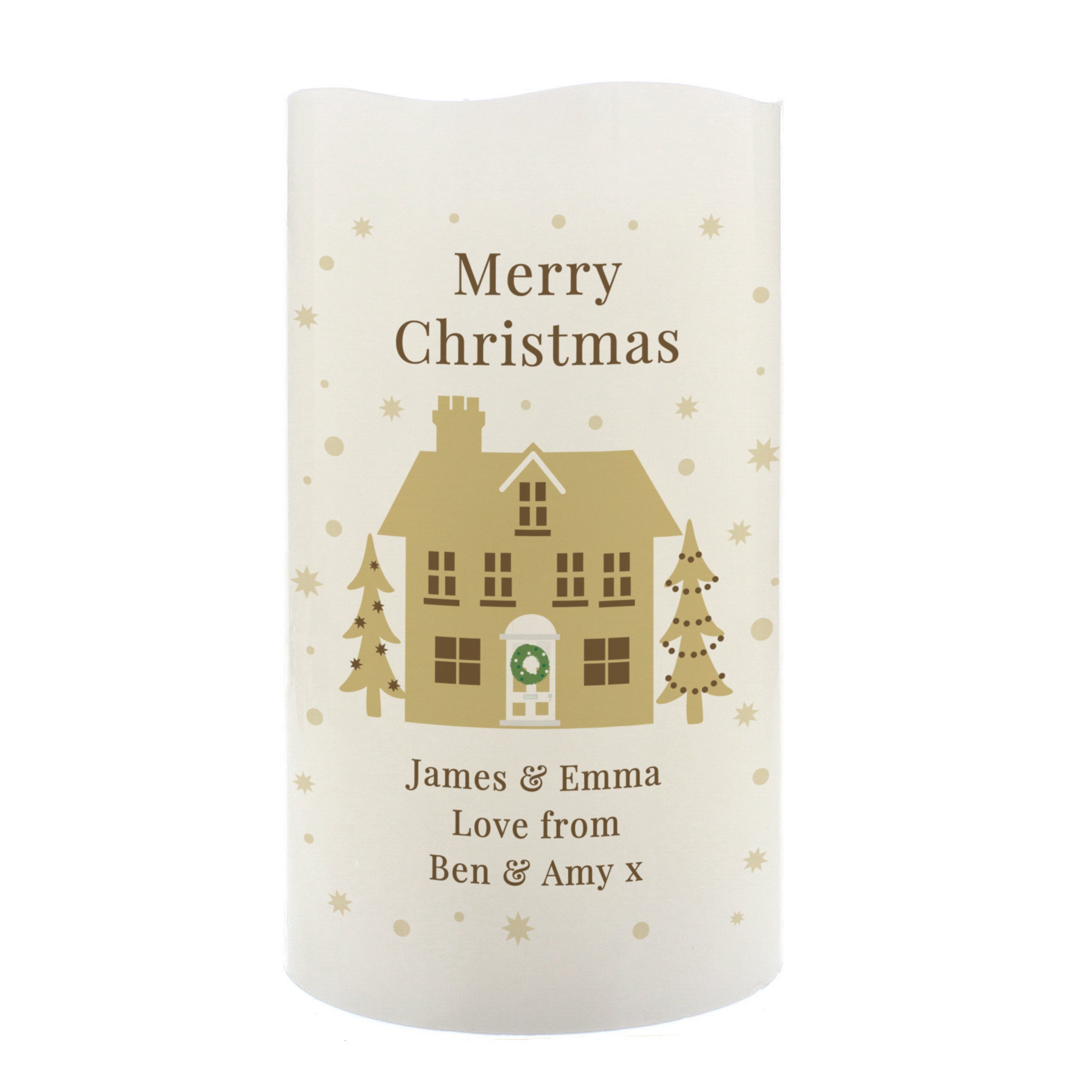 Personalised Festive Village LED Candle - gift & personalise