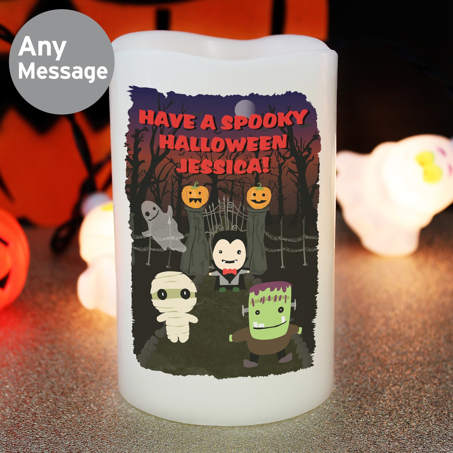 Personalised Halloween LED Candle - gift & personalise