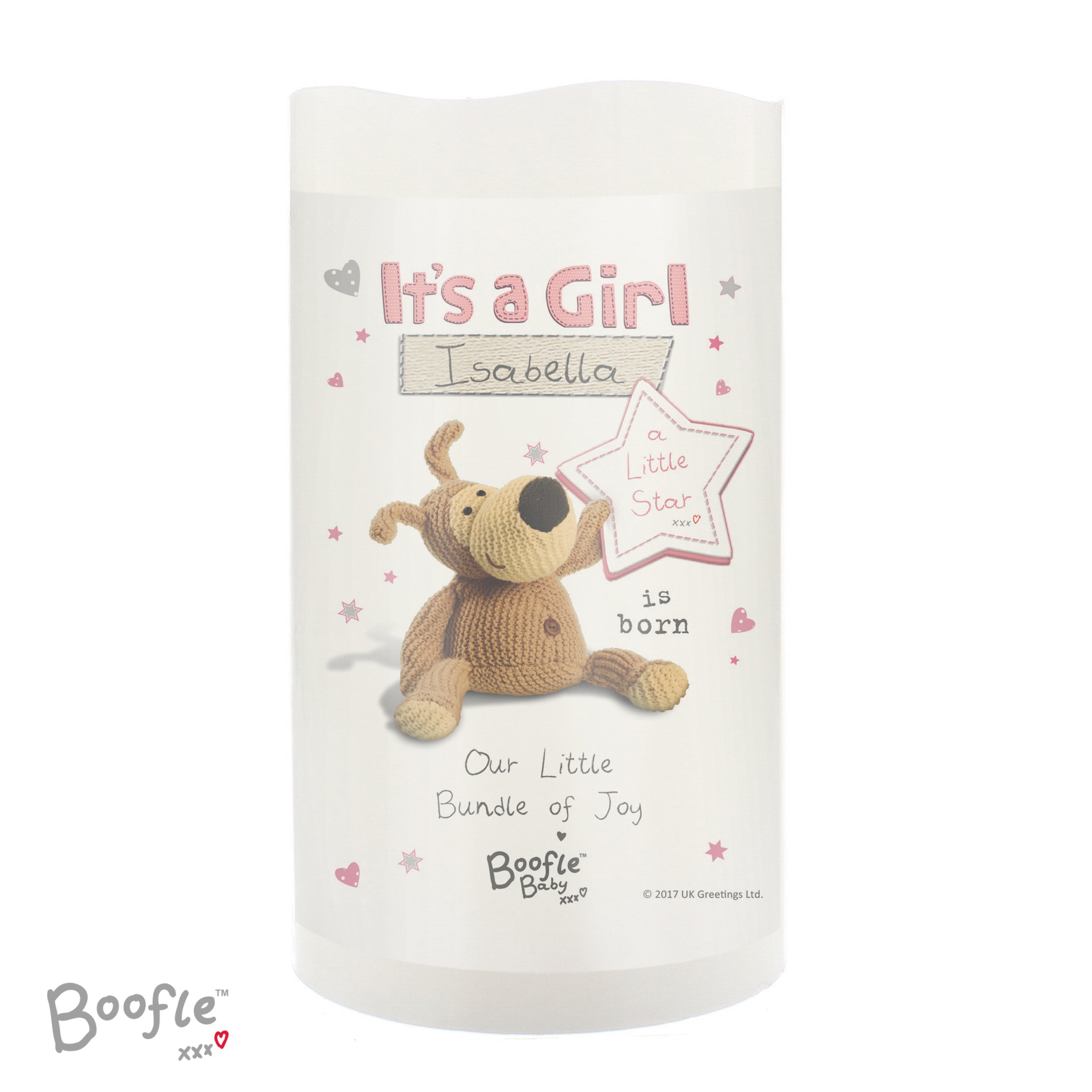 Personalised Boofle It's a Girl Nightlight LED Candle - gift & personalise