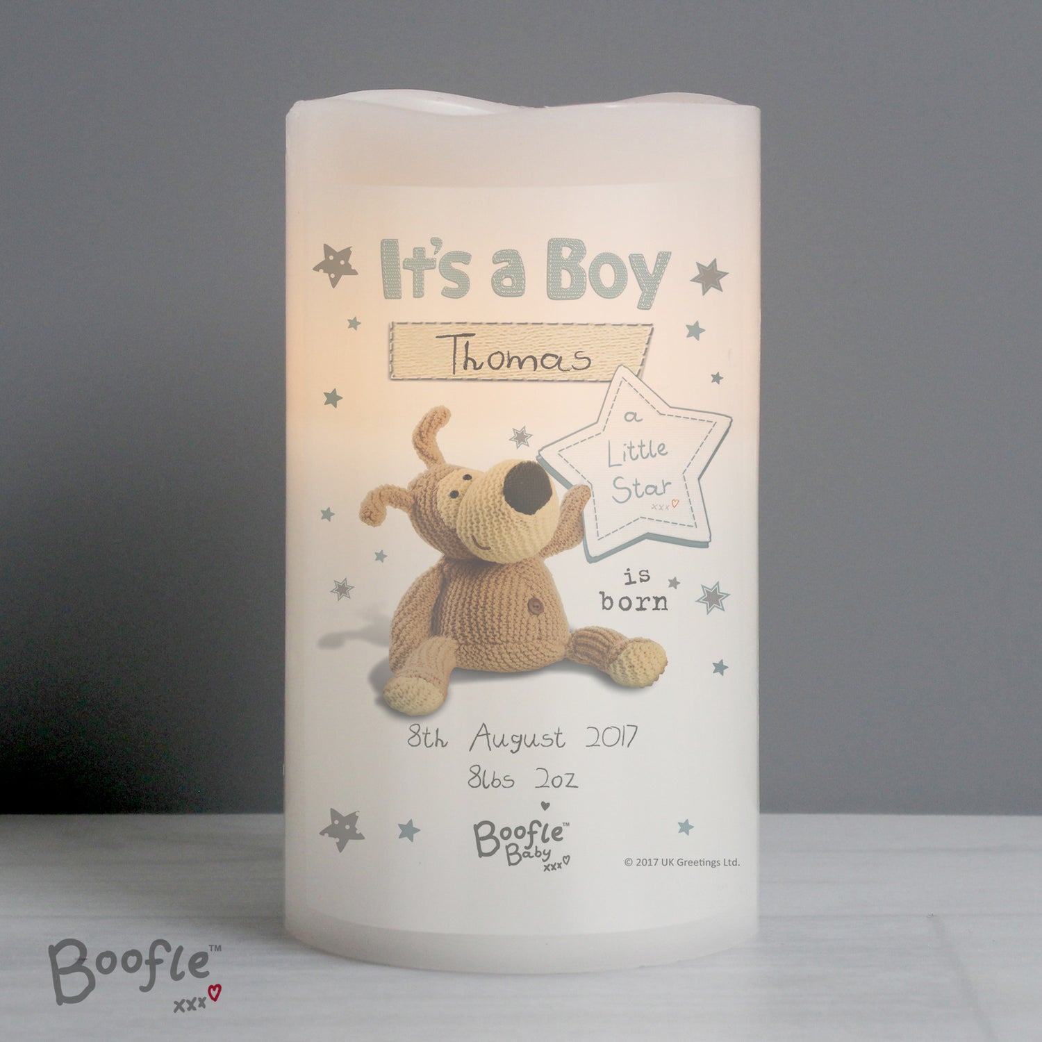 Personalised Boofle It's a Boy Nightlight LED Candle - gift & personalise