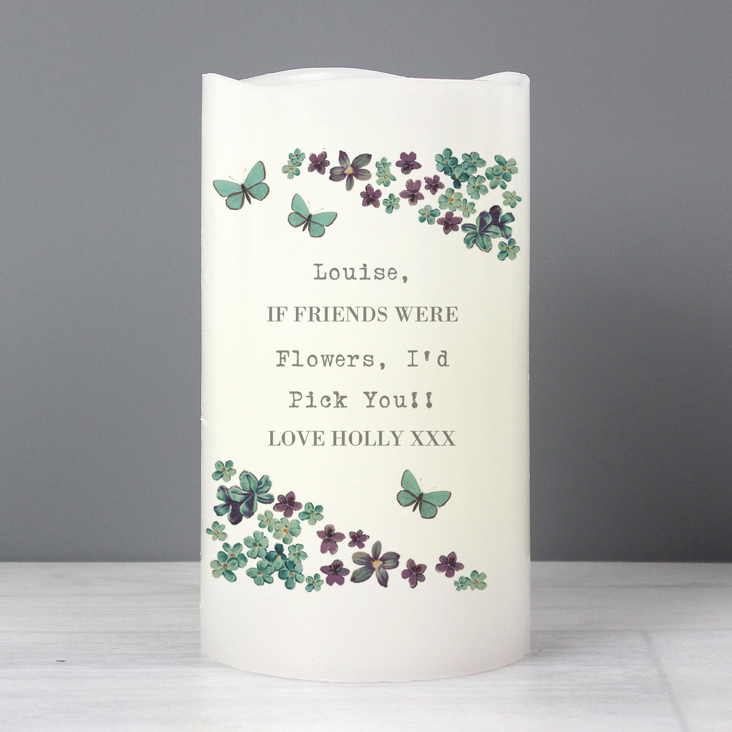 Personalised Forget Me Not LED Candle - gift & personalise