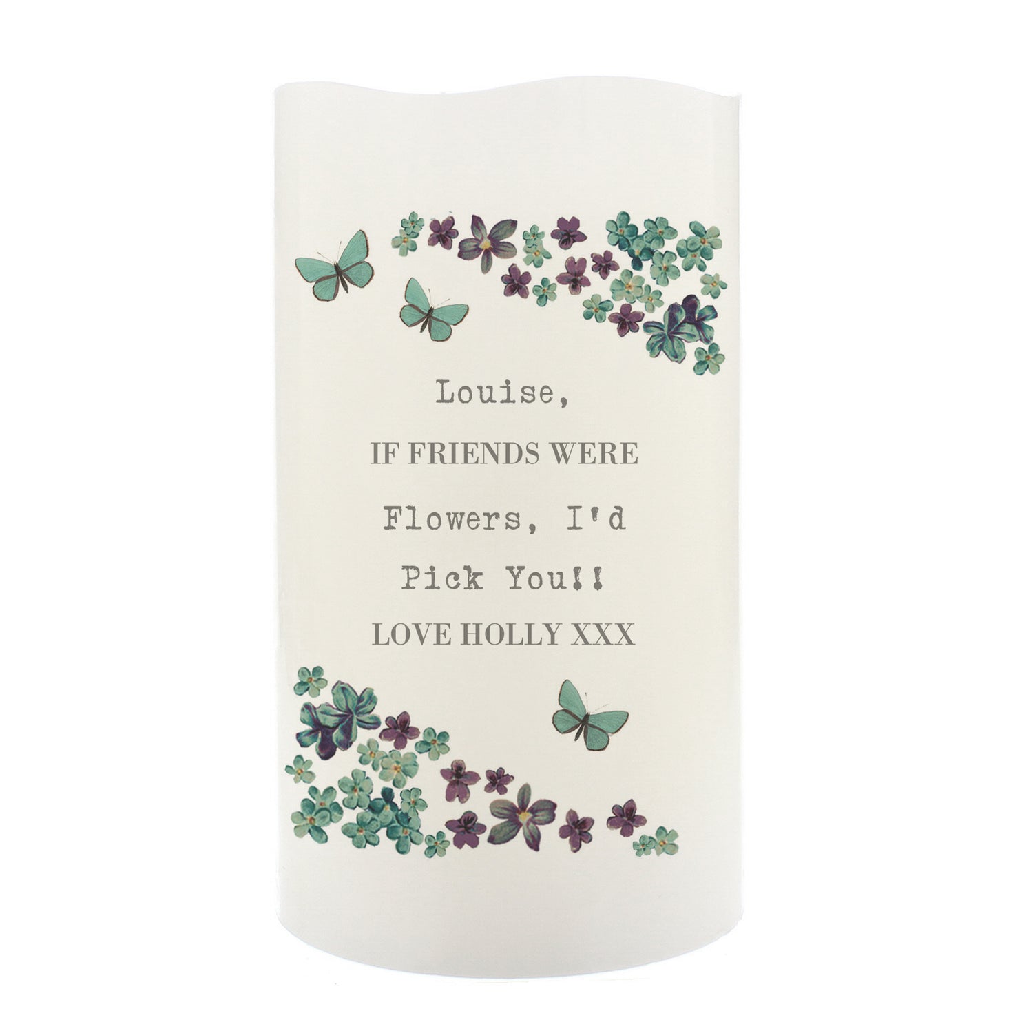 Personalised Forget Me Not LED Candle - gift & personalise