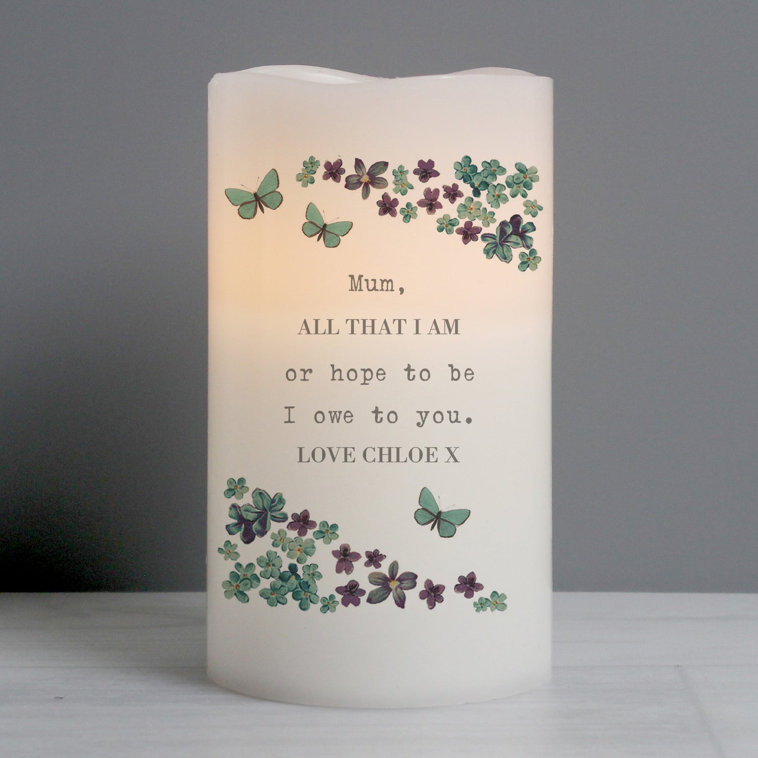 Personalised Forget Me Not LED Candle - gift & personalise