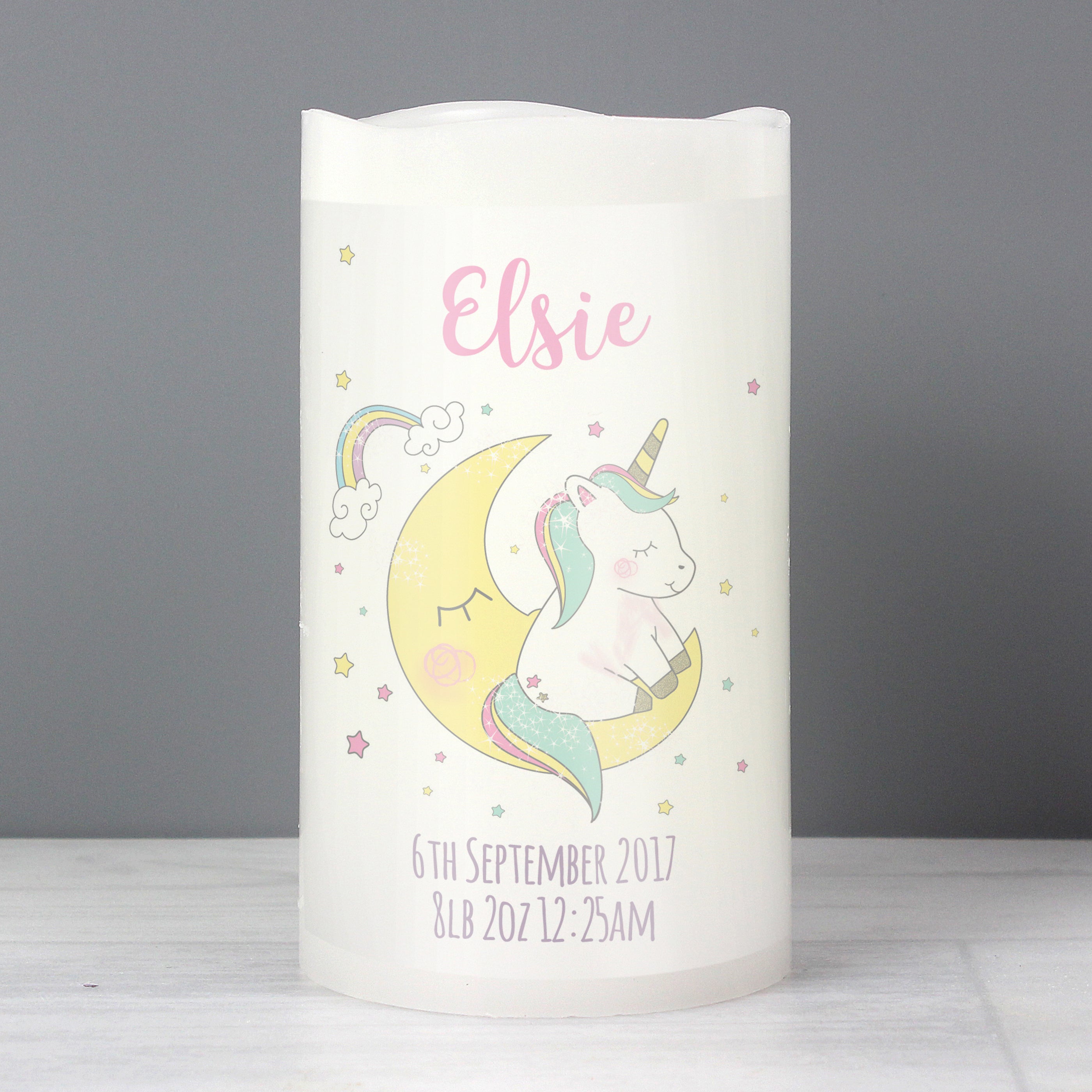 Personalised Baby Unicorn Nightlight LED Candle - gift & personalise