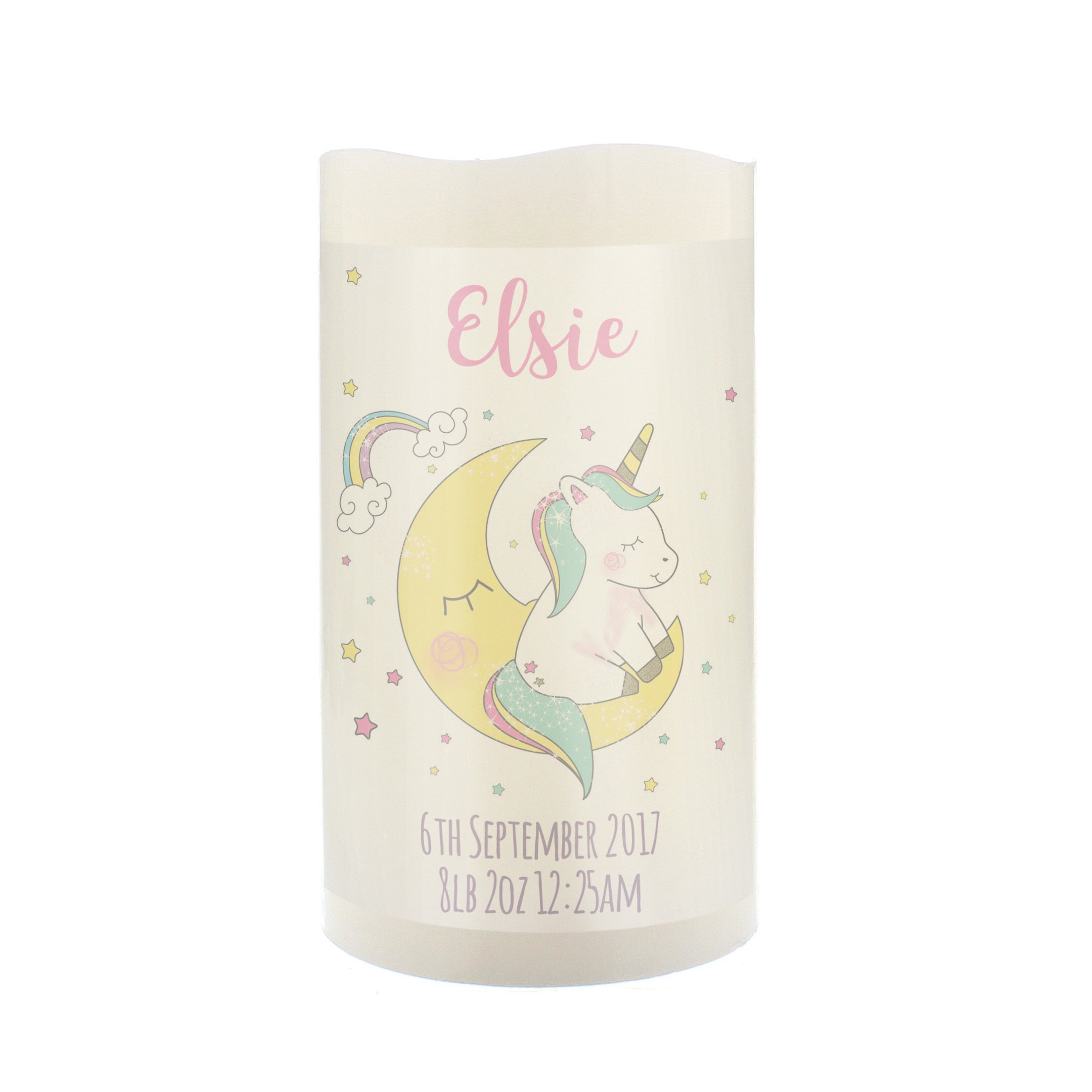 Personalised Baby Unicorn Nightlight LED Candle - gift & personalise